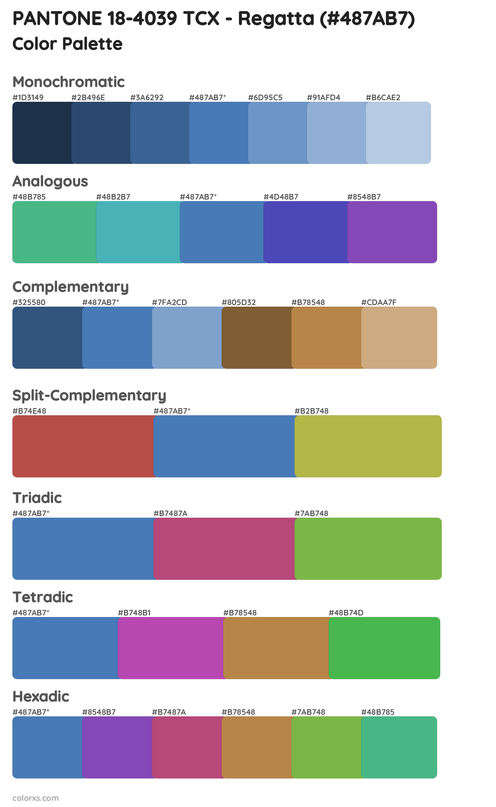 PANTONE 18-4039 TCX - Regatta Color Scheme Palettes