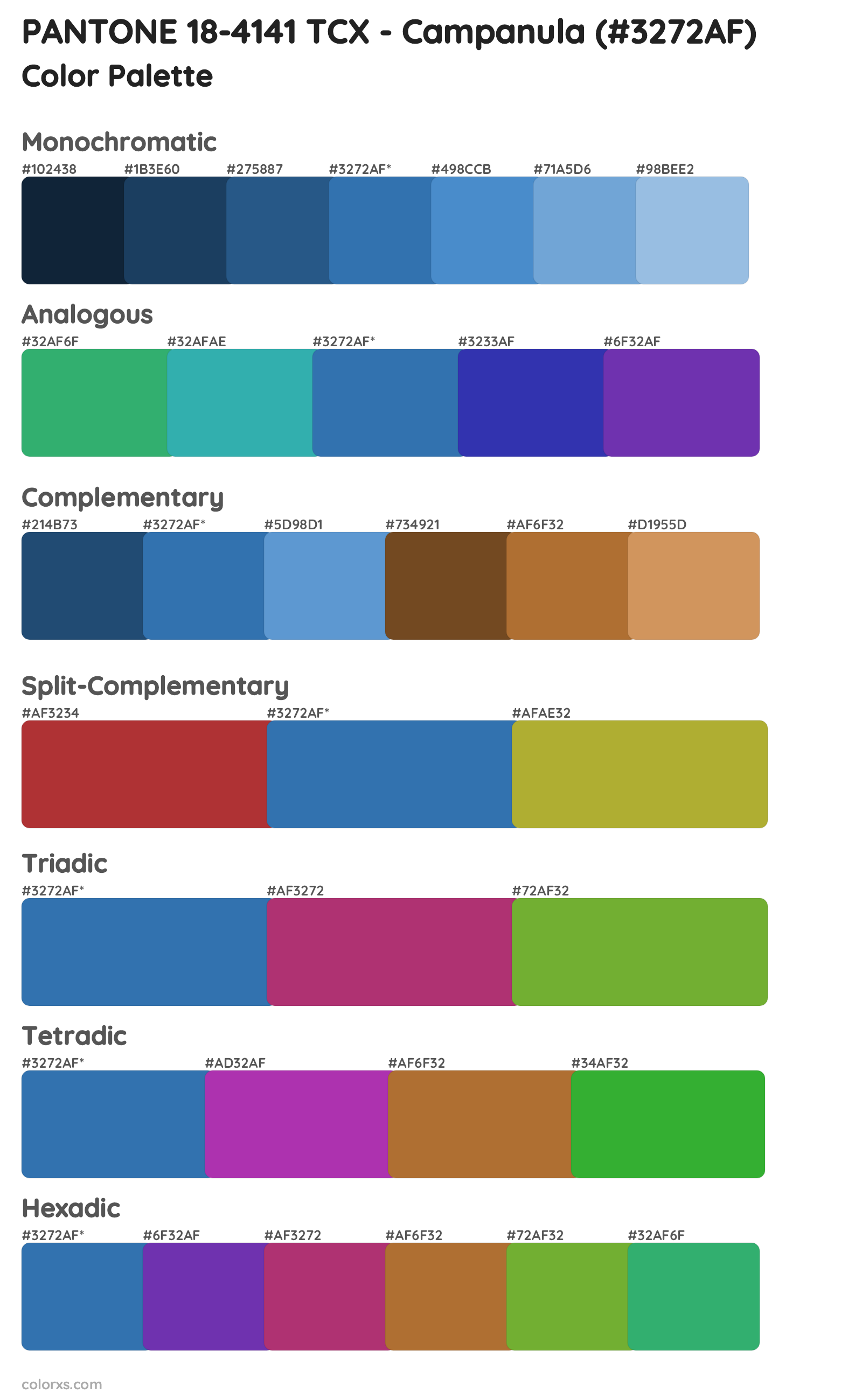 PANTONE 18-4141 TCX - Campanula Color Scheme Palettes