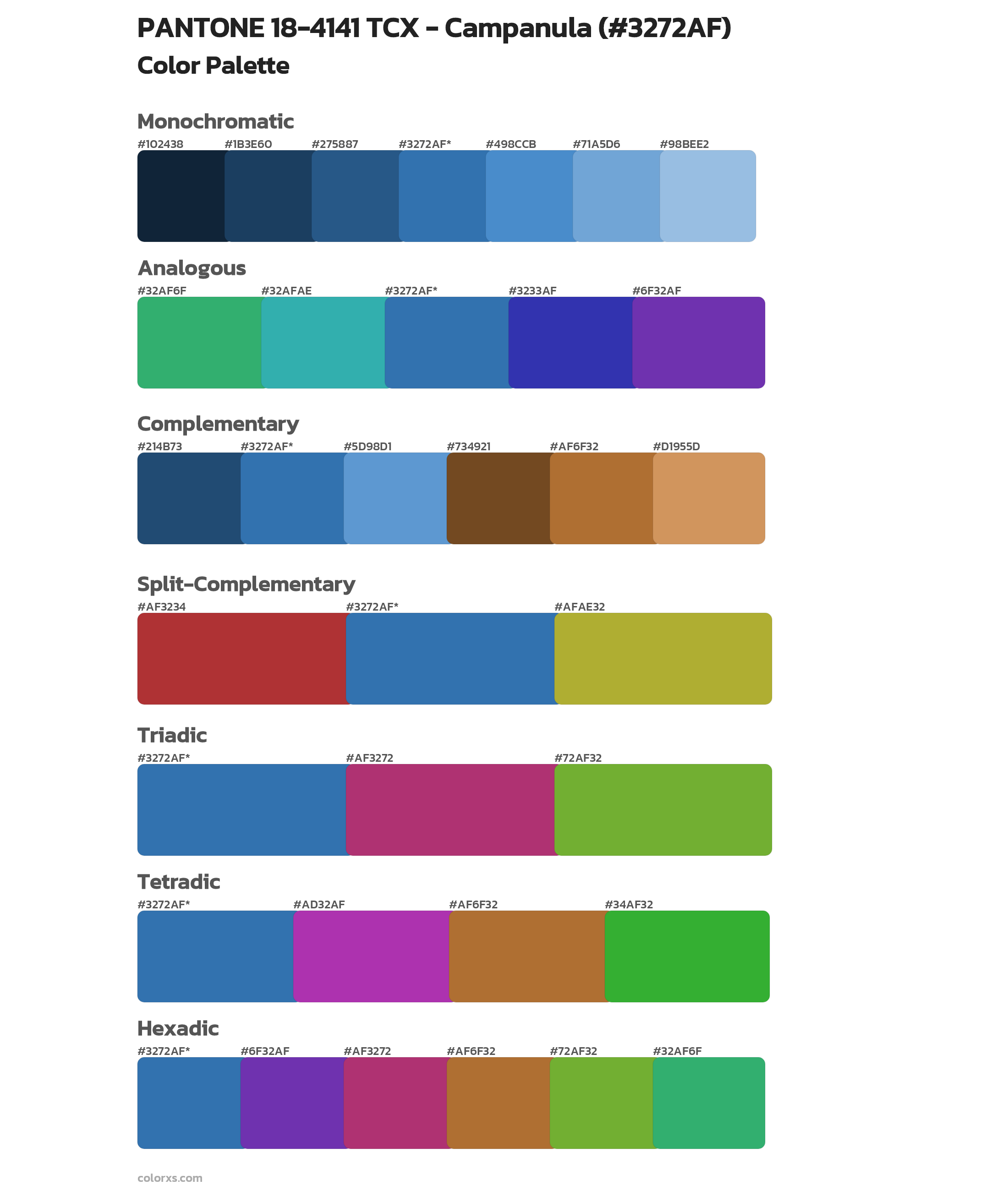 PANTONE 18-4141 TCX - Campanula Color Scheme Palettes