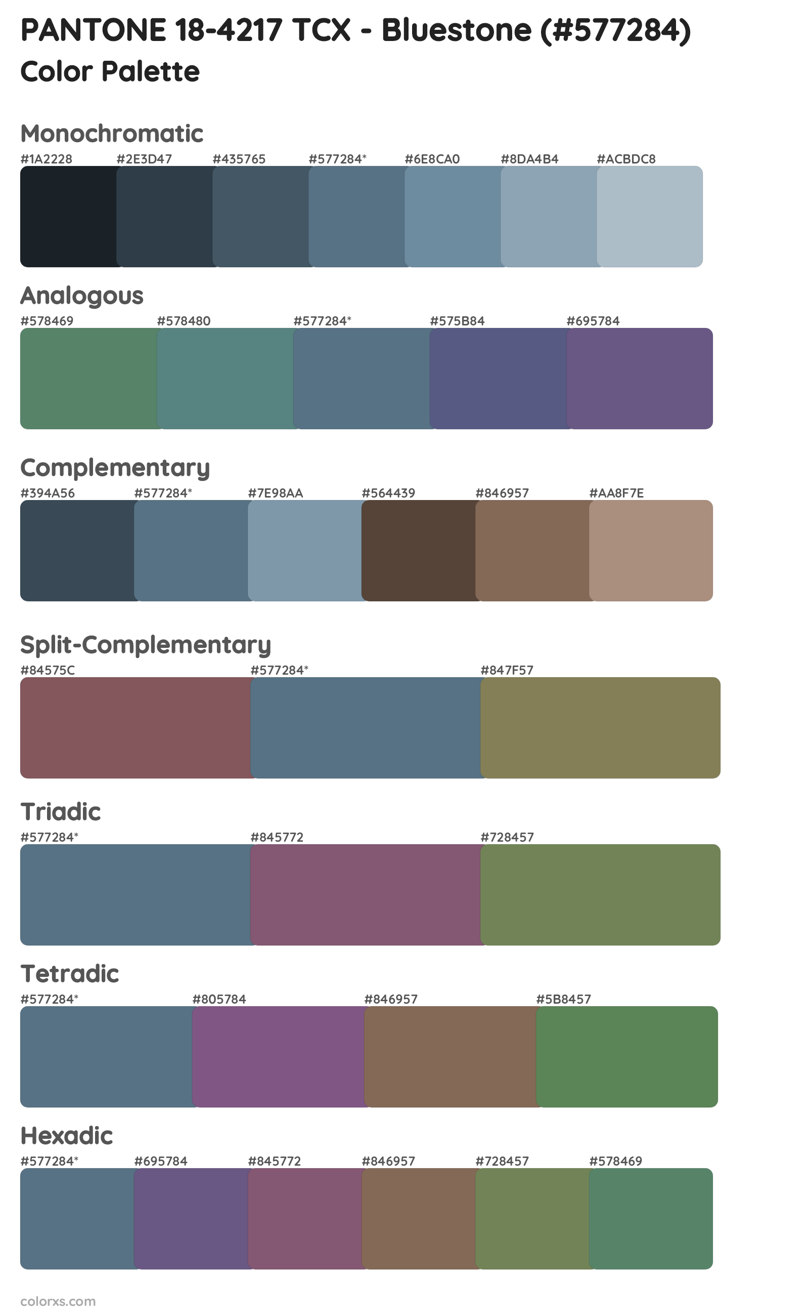PANTONE 18-4217 TCX - Bluestone Color Scheme Palettes