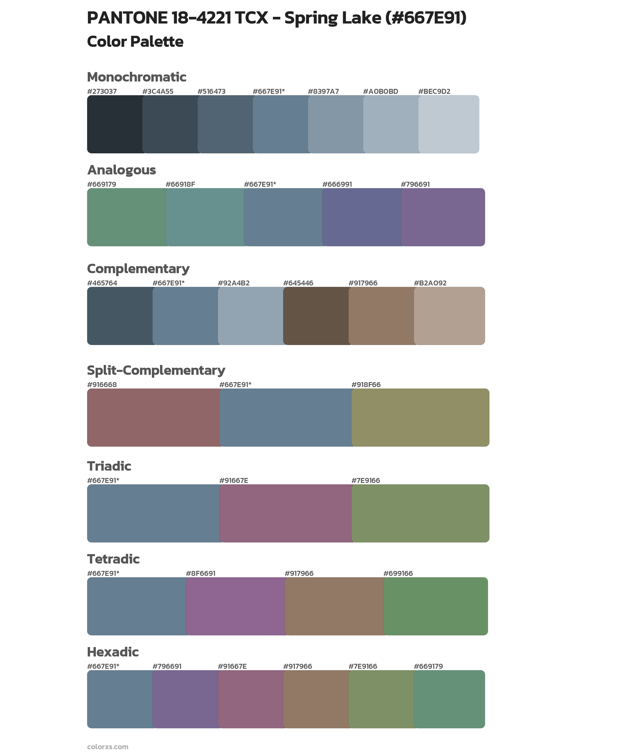 PANTONE 18-4221 TCX - Spring Lake Color Scheme Palettes