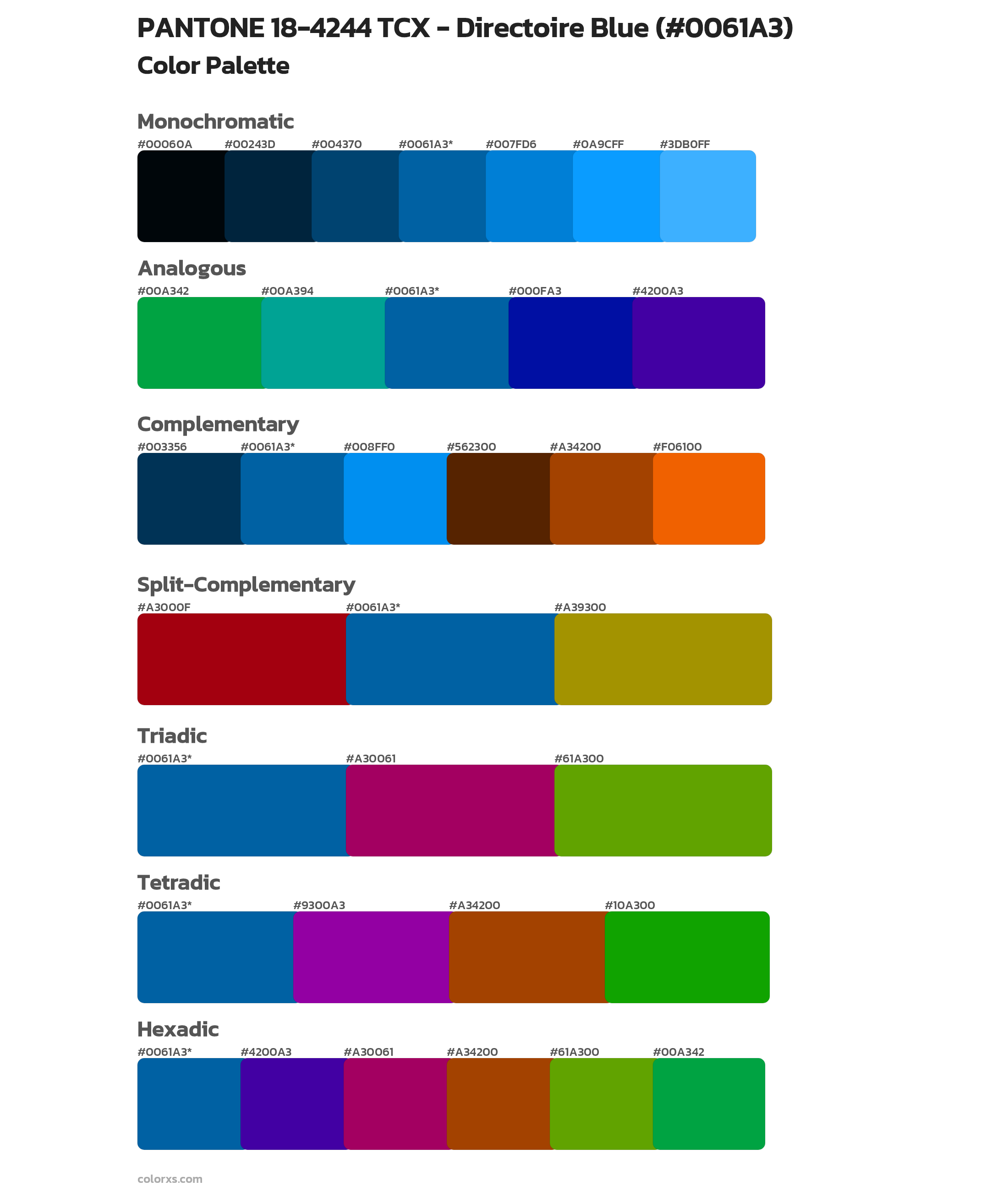 PANTONE 18-4244 TCX - Directoire Blue Color Scheme Palettes