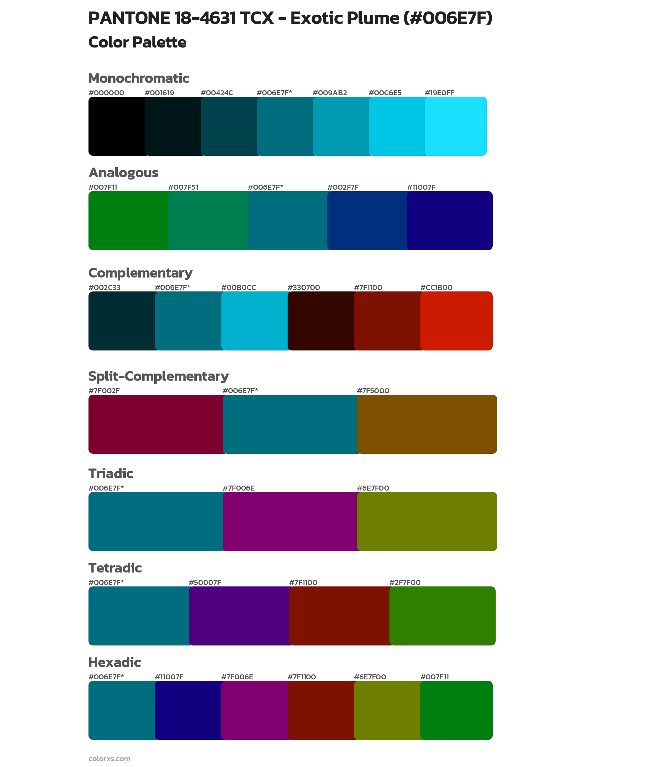 PANTONE 18-4631 TCX - Exotic Plume Color Scheme Palettes