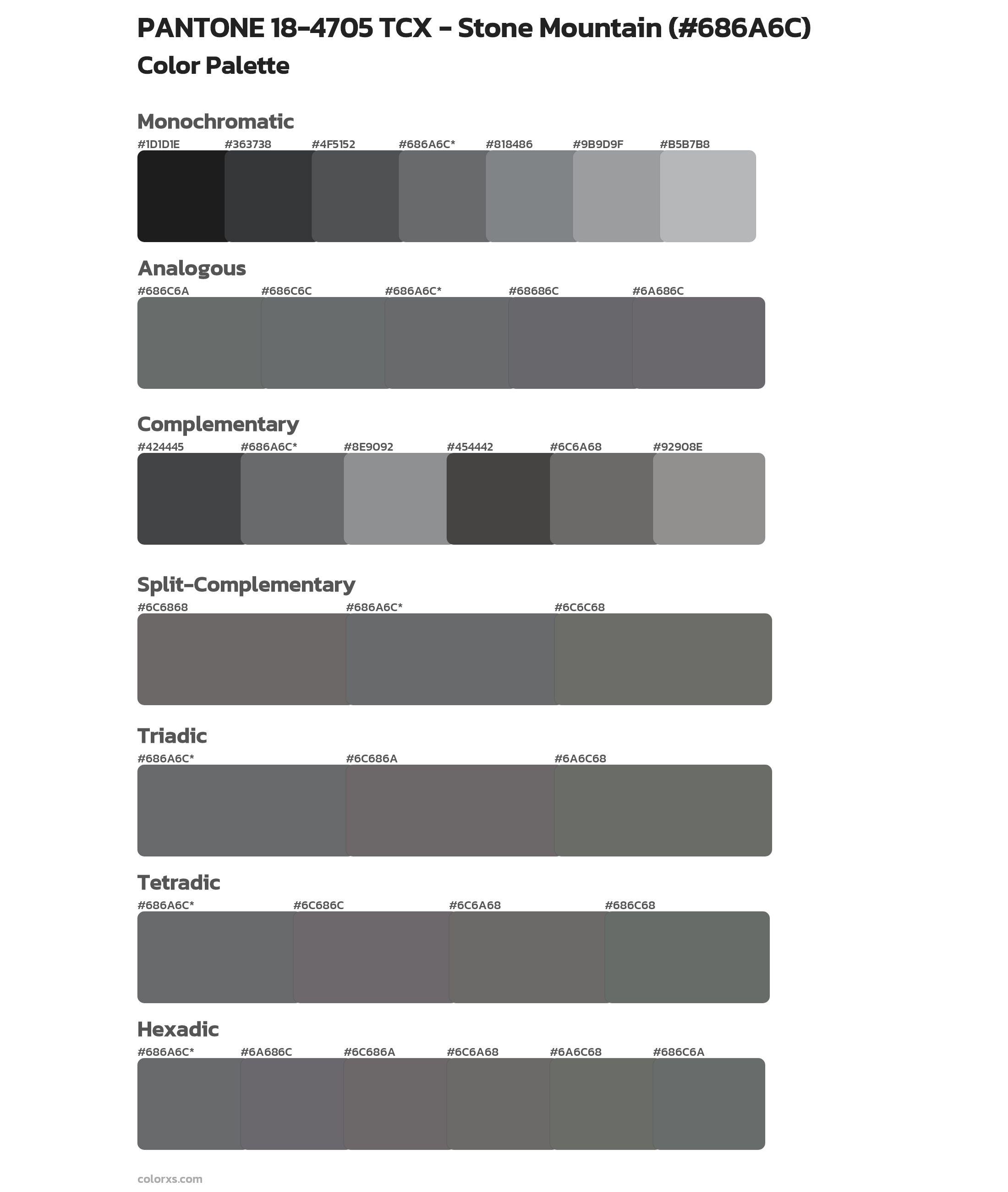 PANTONE 18-4705 TCX - Stone Mountain Color Scheme Palettes