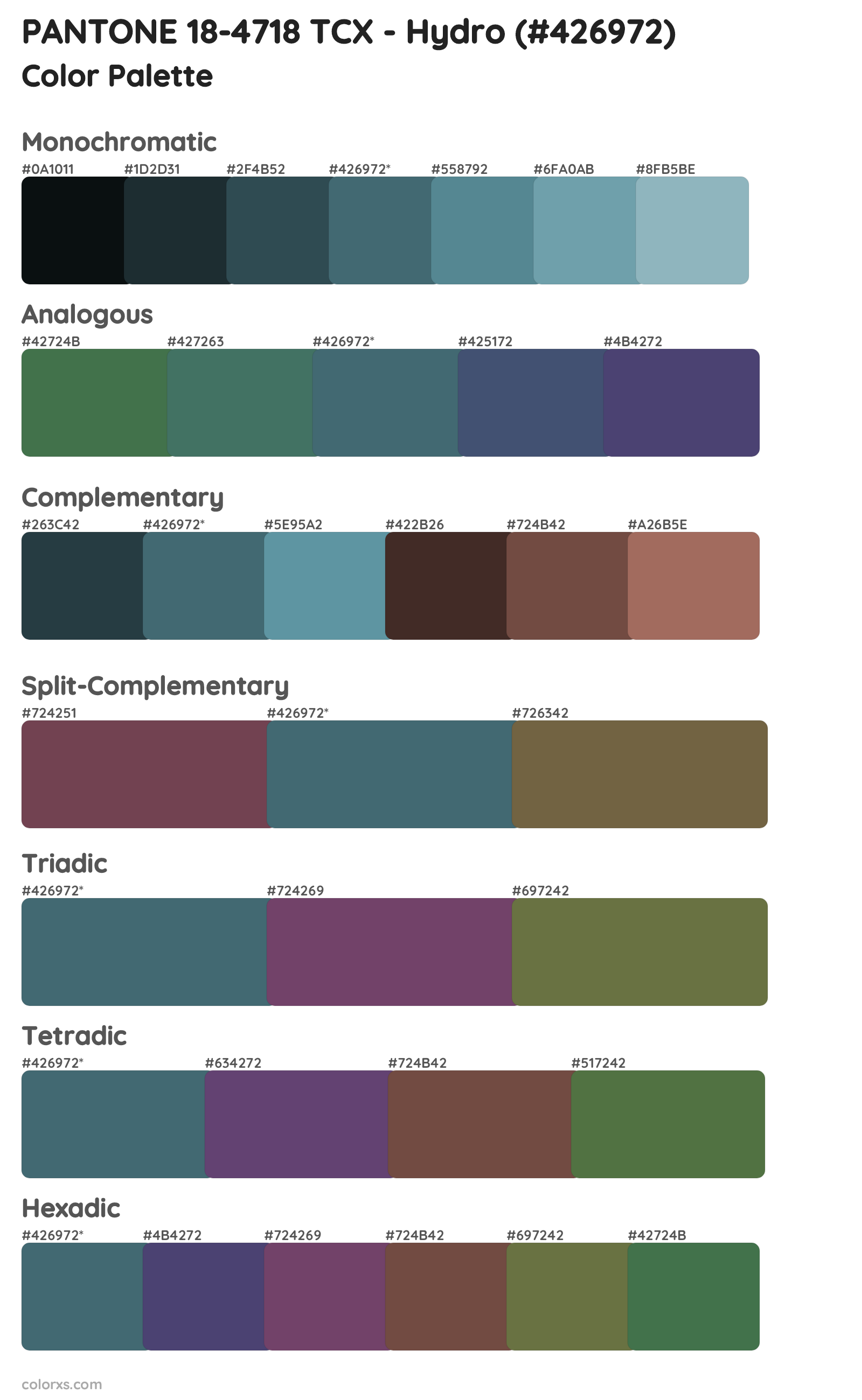 PANTONE 18-4718 TCX - Hydro Color Scheme Palettes