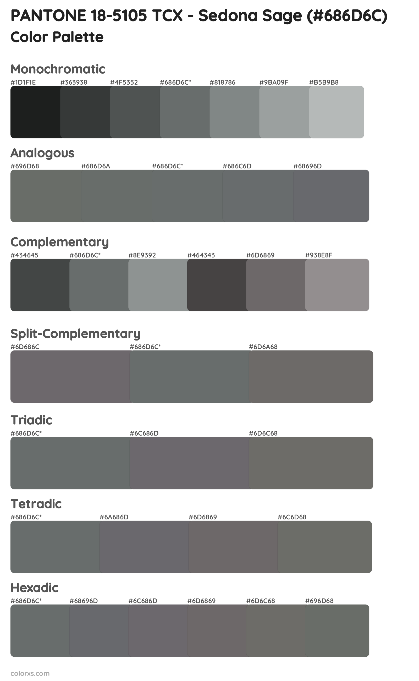 PANTONE 18-5105 TCX - Sedona Sage Color Scheme Palettes