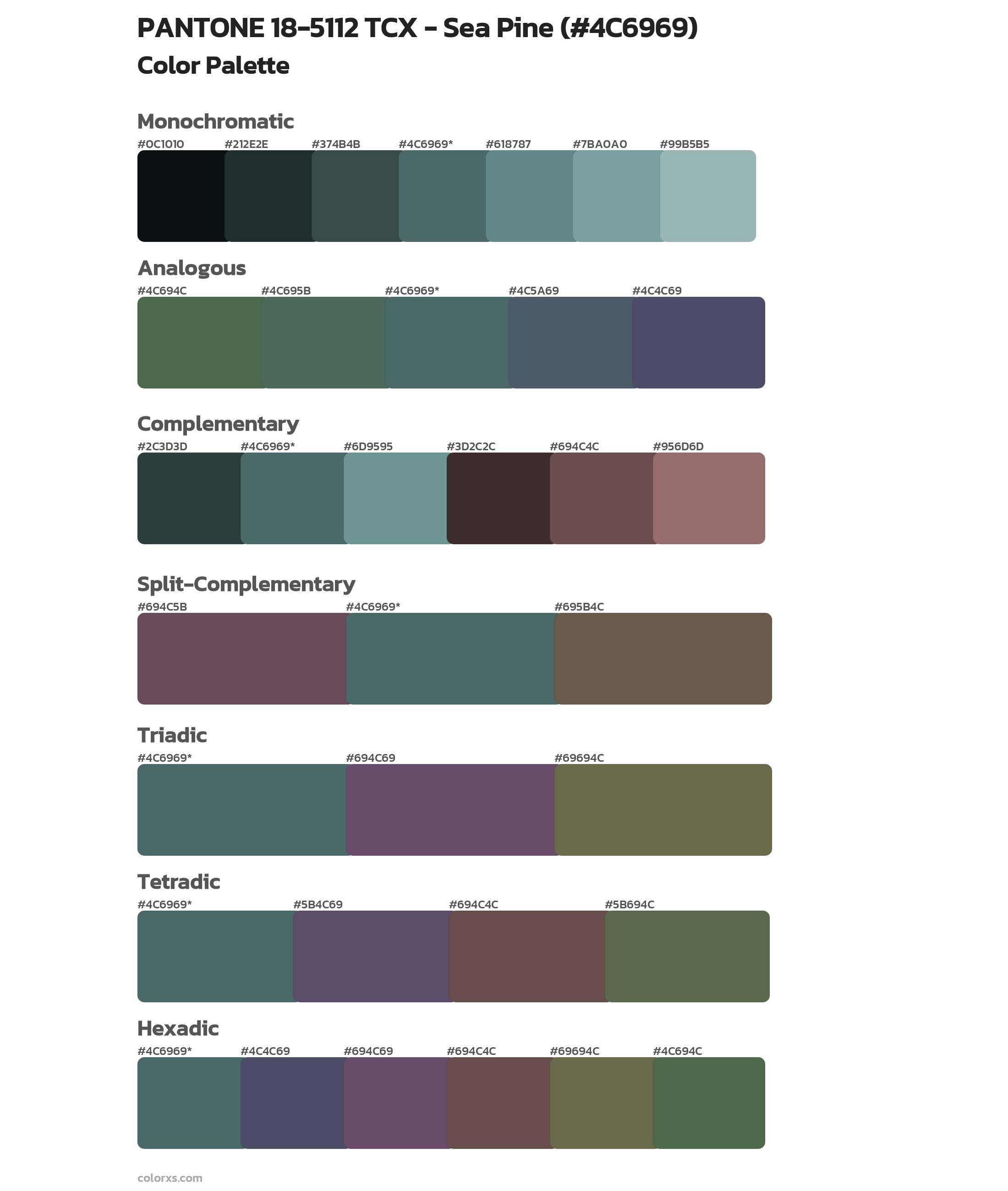 PANTONE 18-5112 TCX - Sea Pine Color Scheme Palettes
