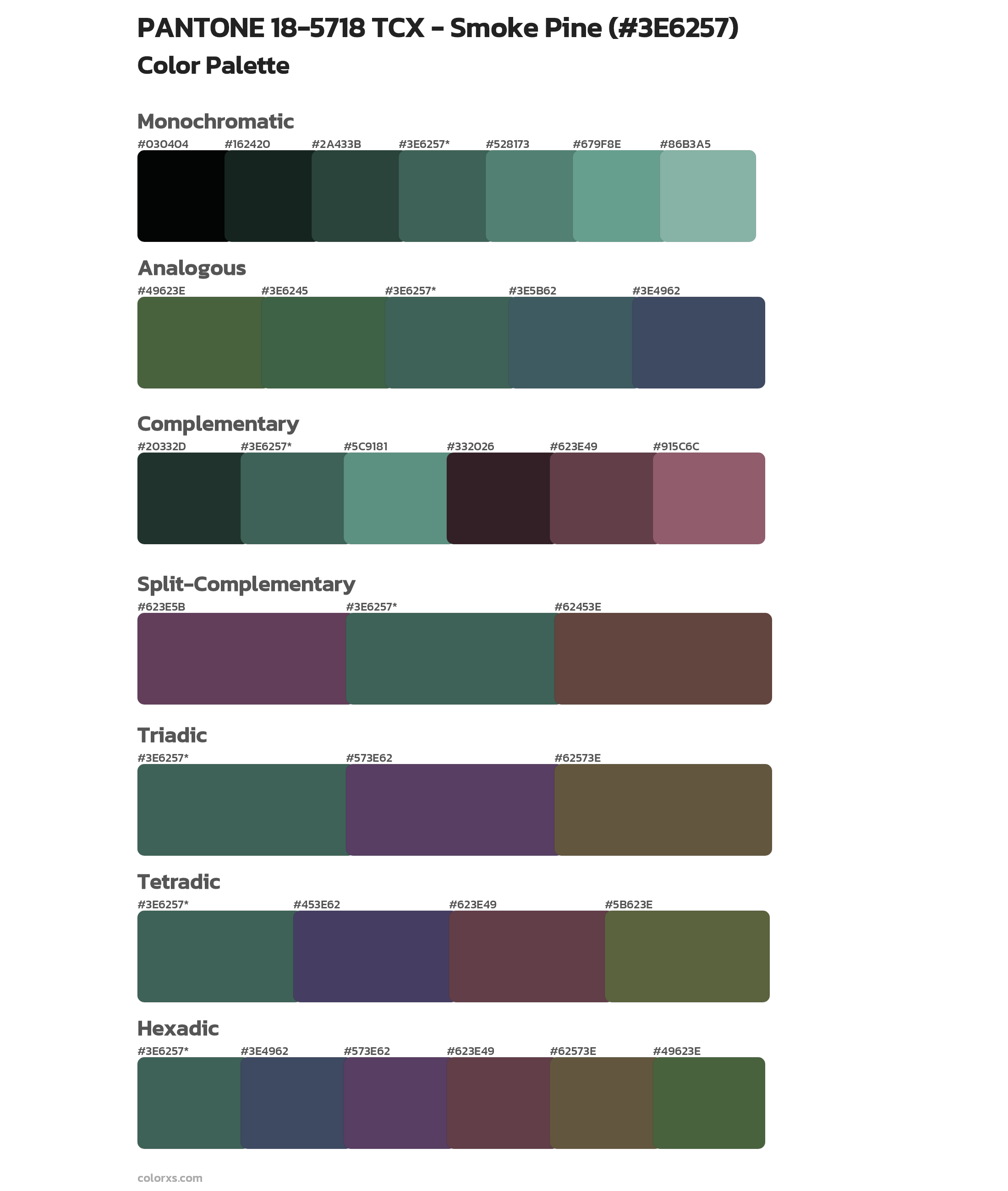PANTONE 18-5718 TCX - Smoke Pine Color Scheme Palettes