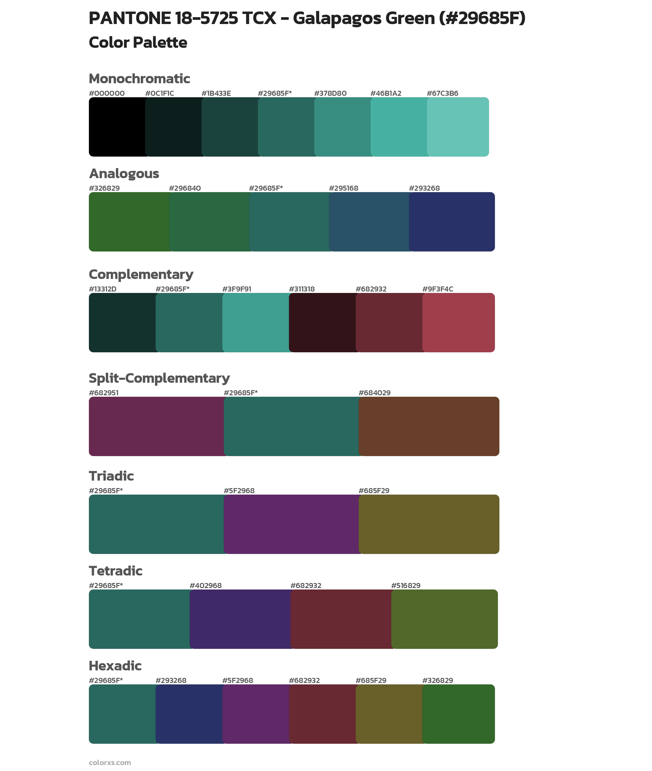 PANTONE 18-5725 TCX - Galapagos Green Color Scheme Palettes