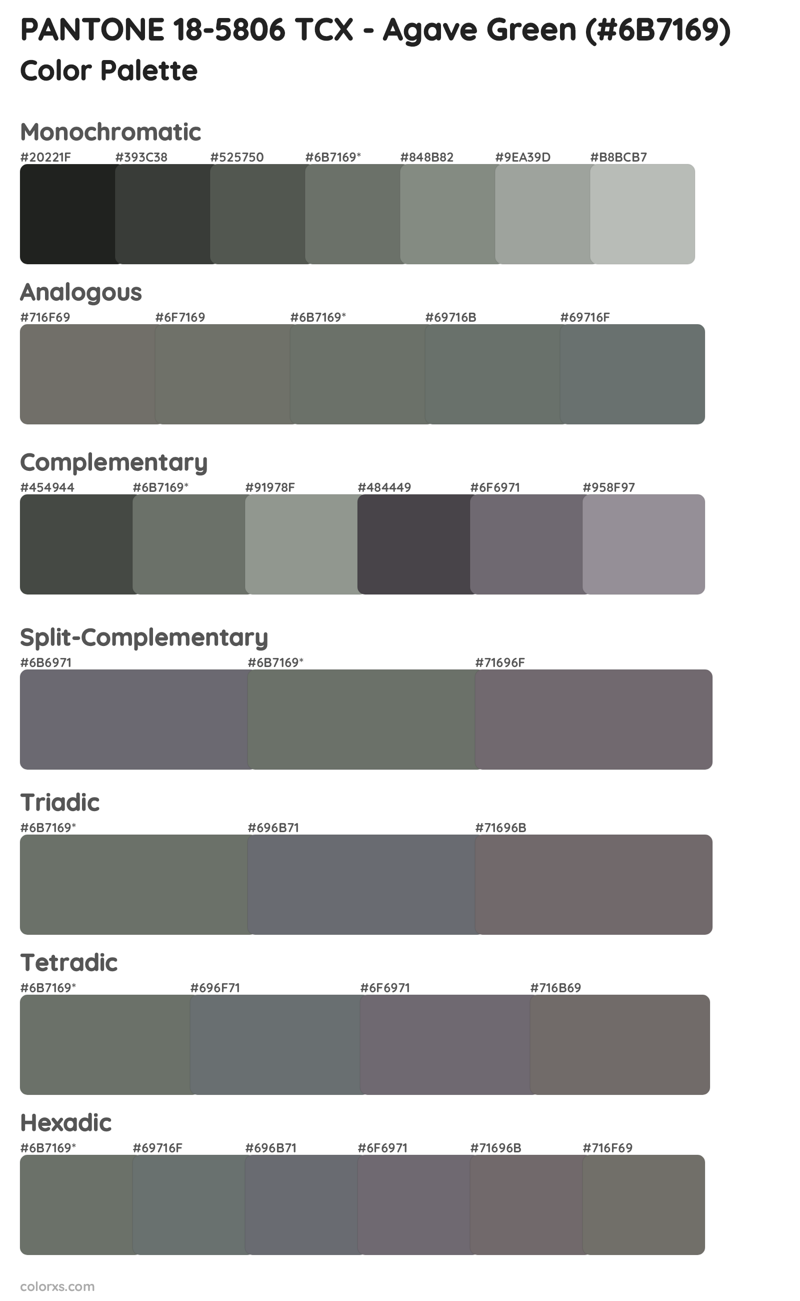 PANTONE 18-5806 TCX - Agave Green Color Scheme Palettes