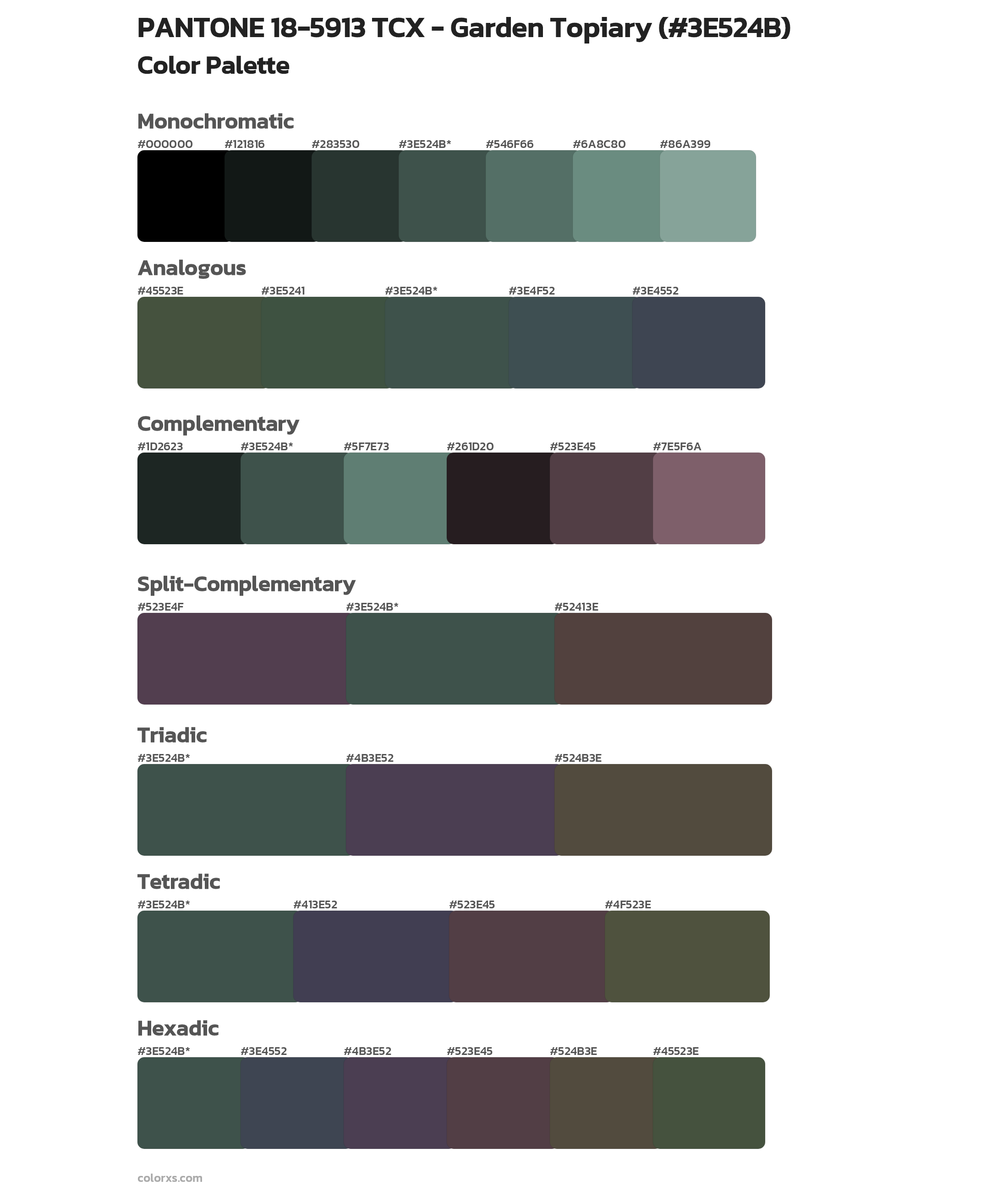 PANTONE 18-5913 TCX - Garden Topiary Color Scheme Palettes