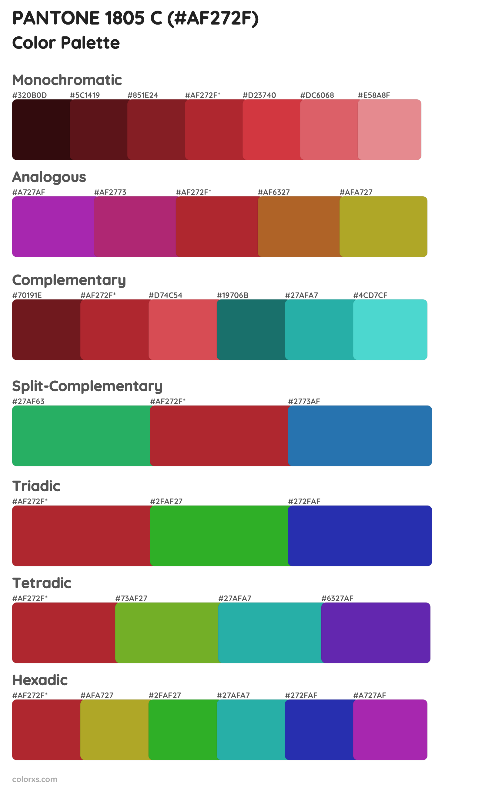PANTONE 1805 C Color Scheme Palettes