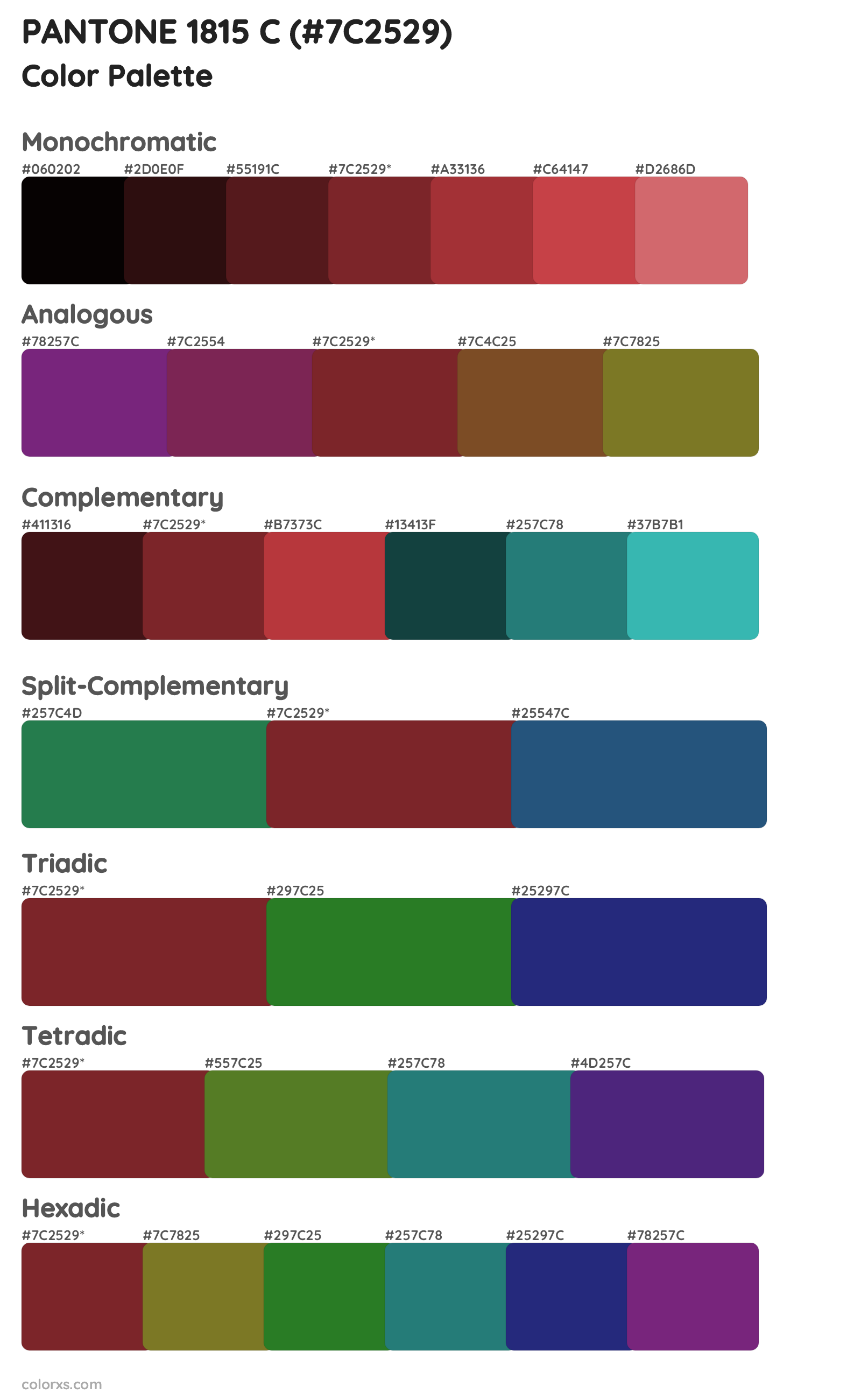PANTONE 1815 C Color Scheme Palettes