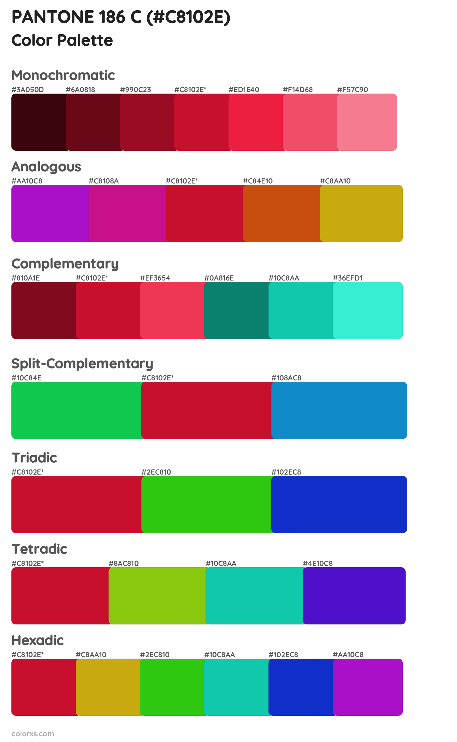 PANTONE 186 C Color Scheme Palettes