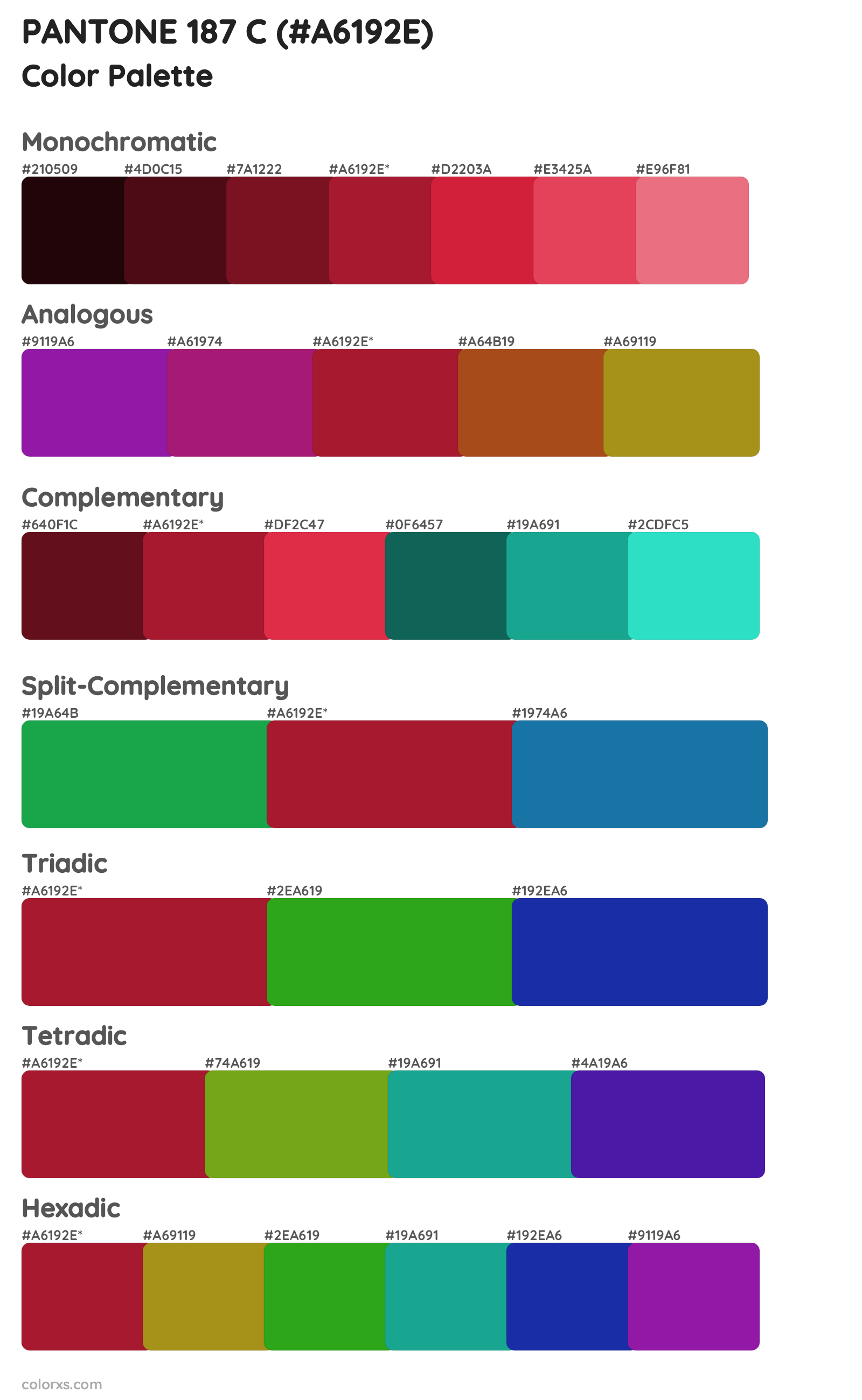 PANTONE 187 C Color Scheme Palettes