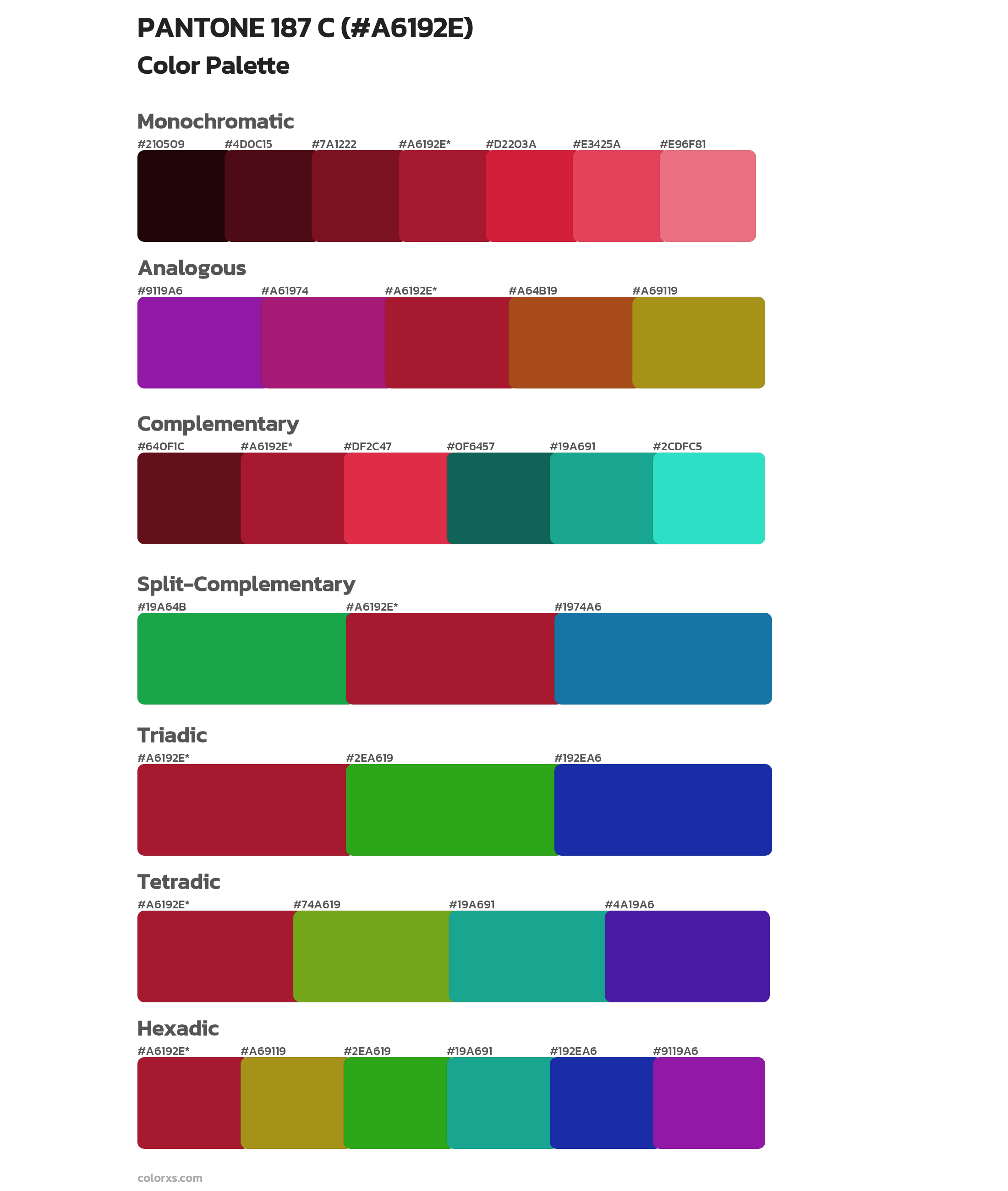 PANTONE 187 C Color Scheme Palettes