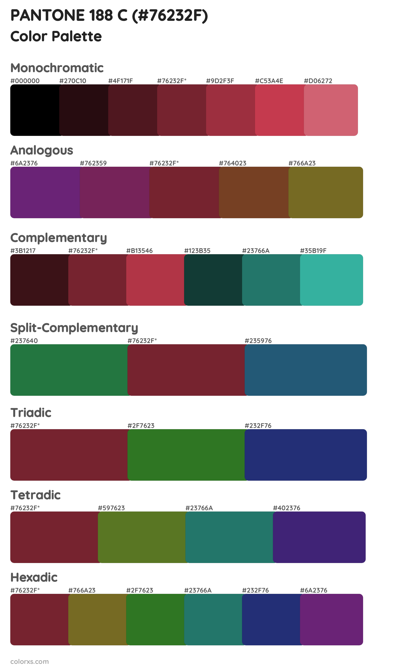 PANTONE 188 C Color Scheme Palettes