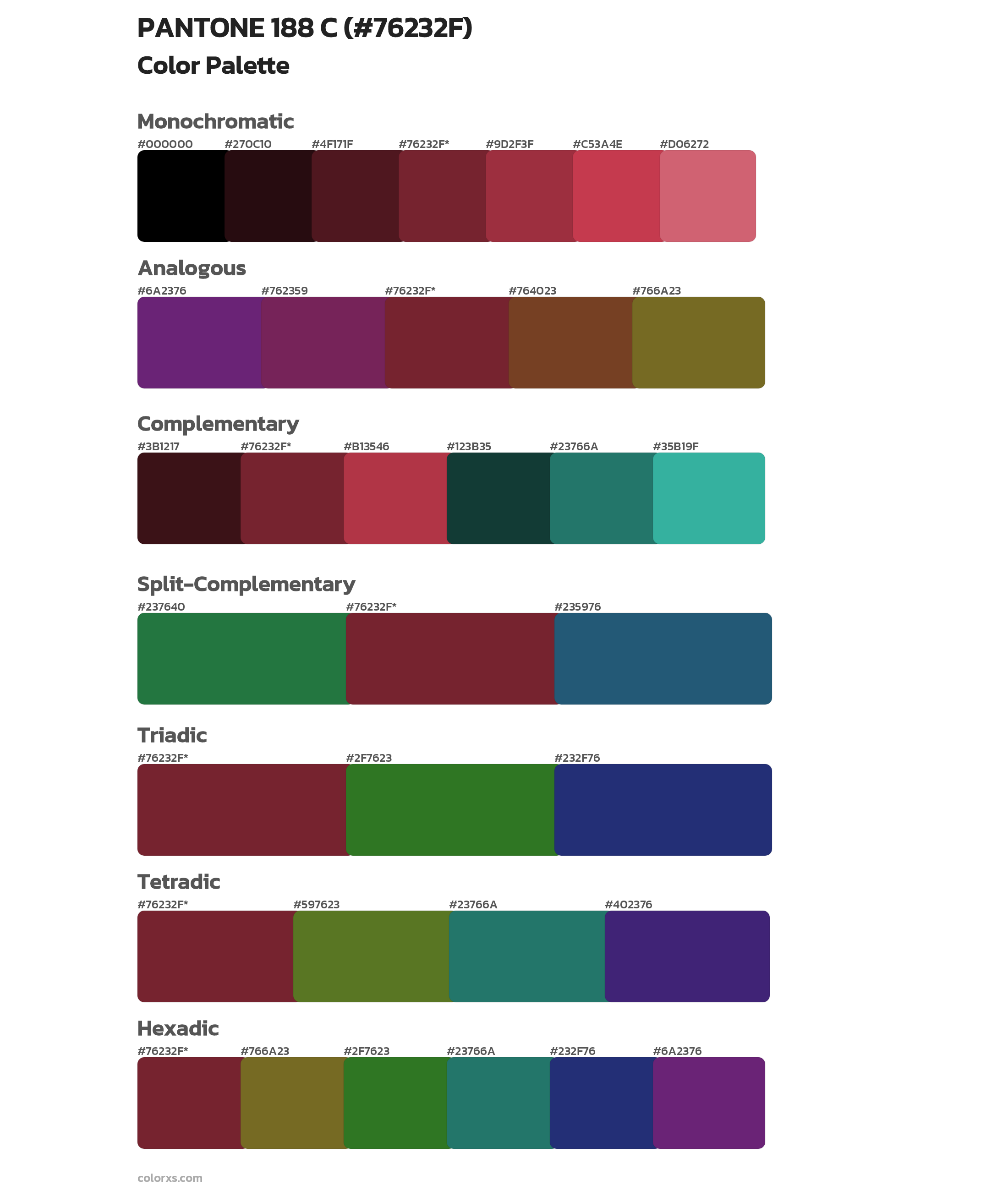 PANTONE 188 C Color Scheme Palettes