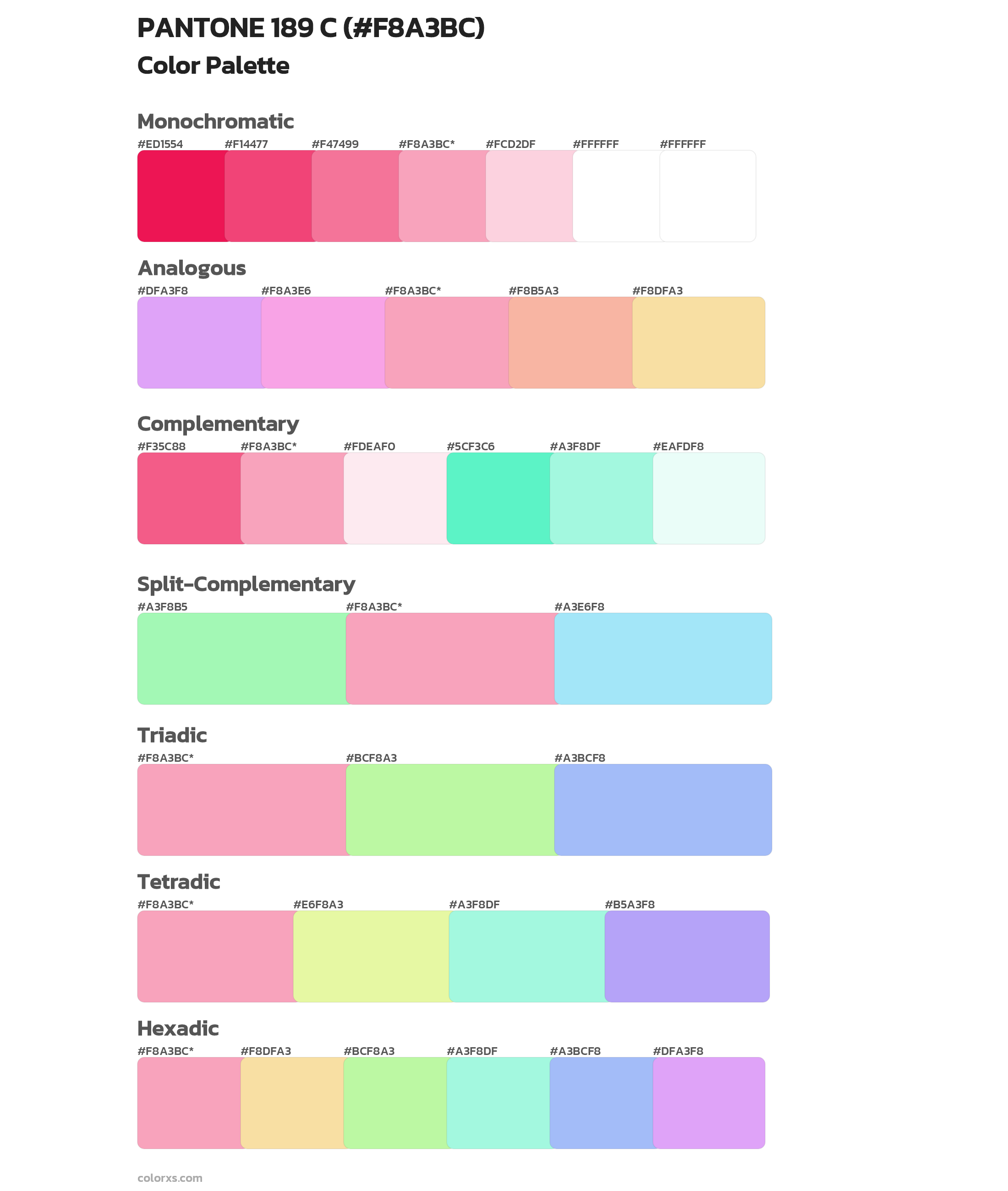 PANTONE 189 C Color Scheme Palettes