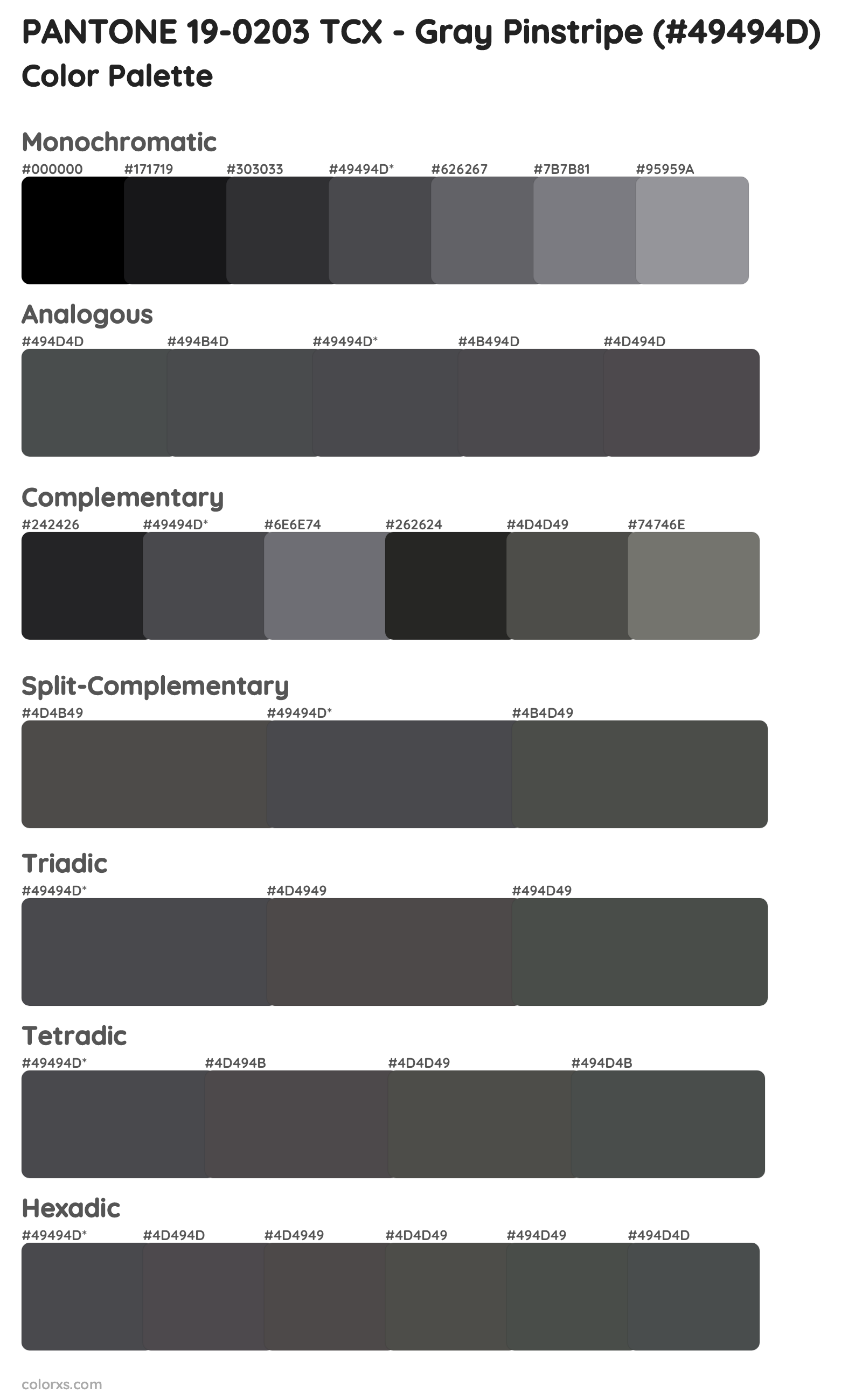 PANTONE 19-0203 TCX - Gray Pinstripe Color Scheme Palettes