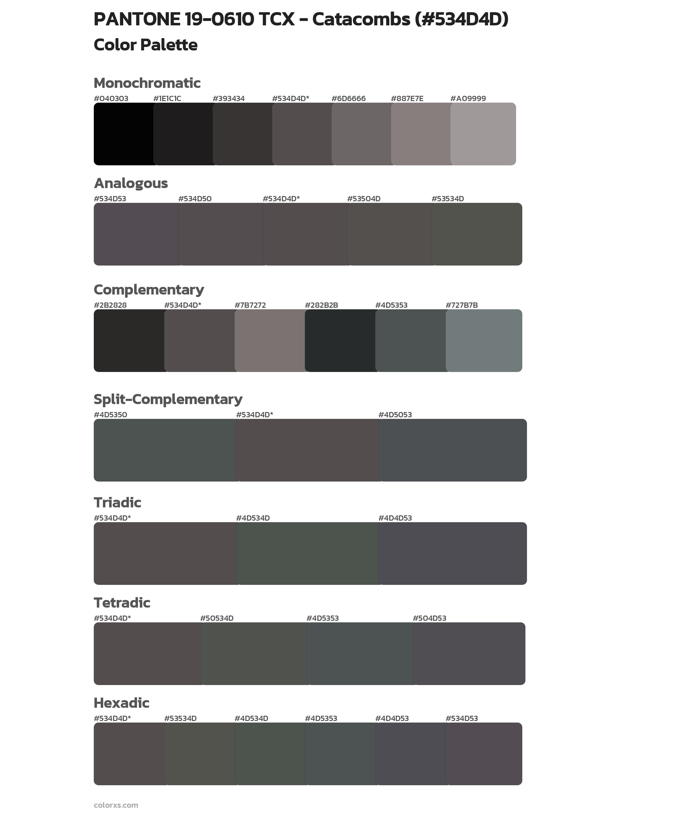 PANTONE 19-0610 TCX - Catacombs Color Scheme Palettes