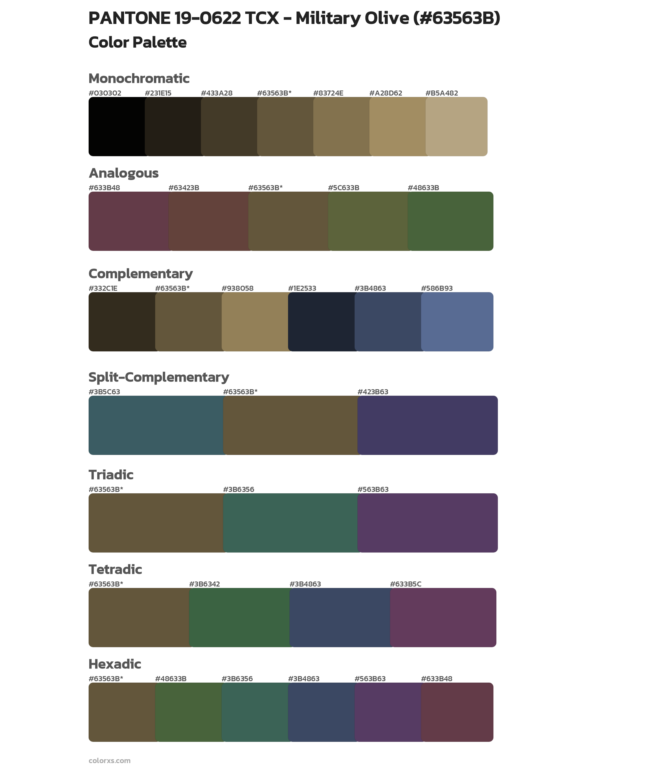 PANTONE 19-0622 TCX - Military Olive Color Scheme Palettes