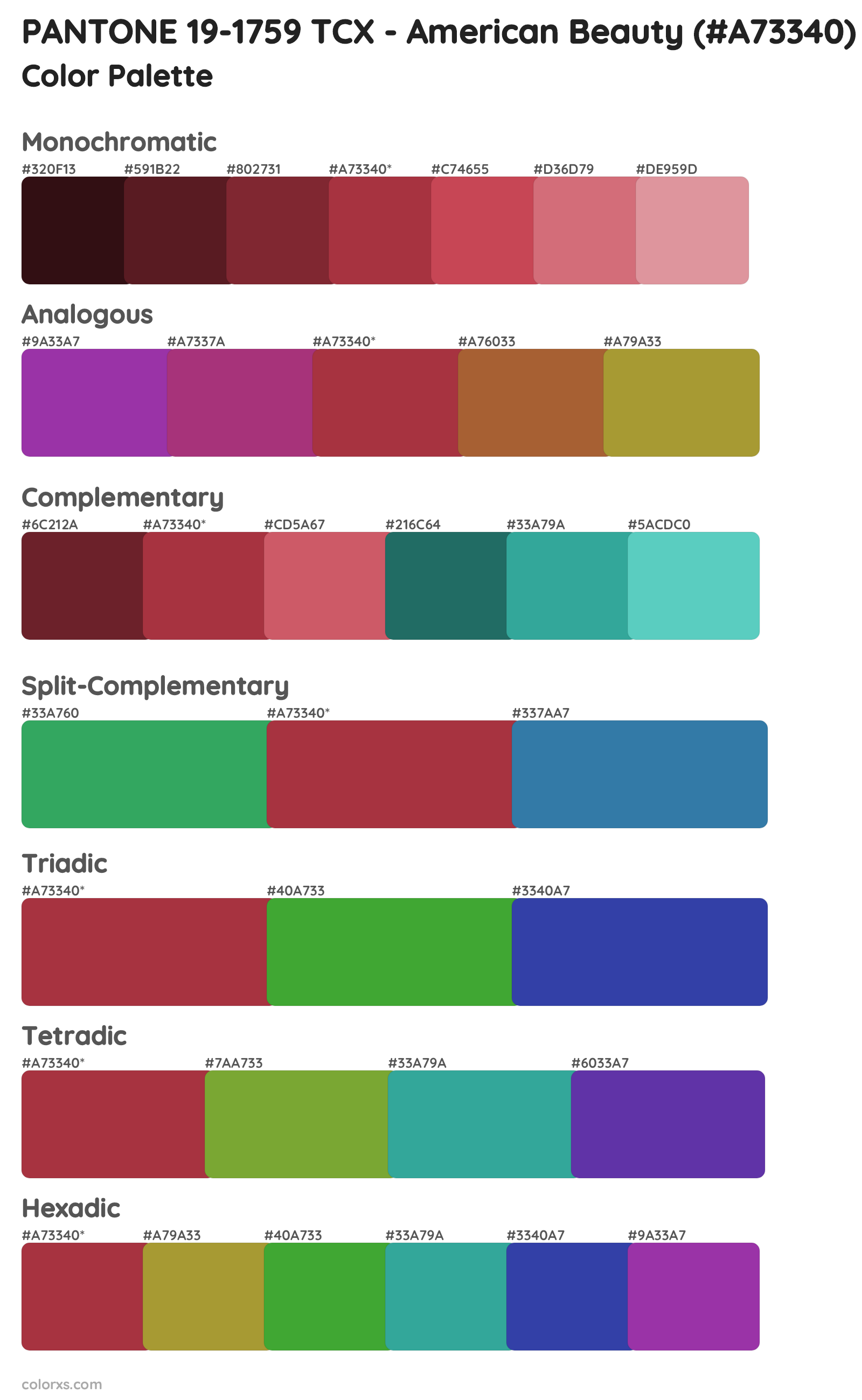 PANTONE 19-1759 TCX - American Beauty Color Scheme Palettes