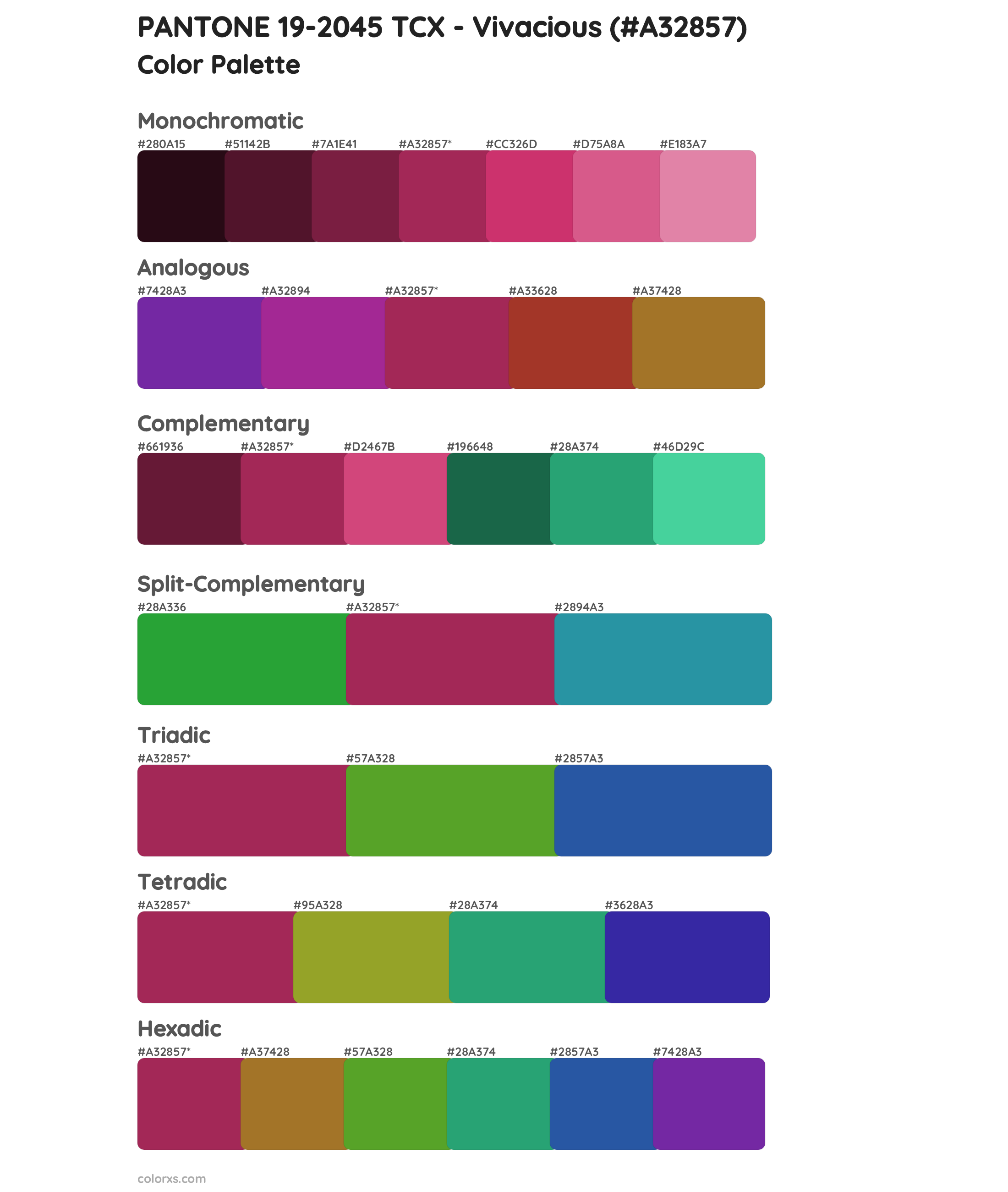 PANTONE 19-2045 TCX - Vivacious Color Scheme Palettes