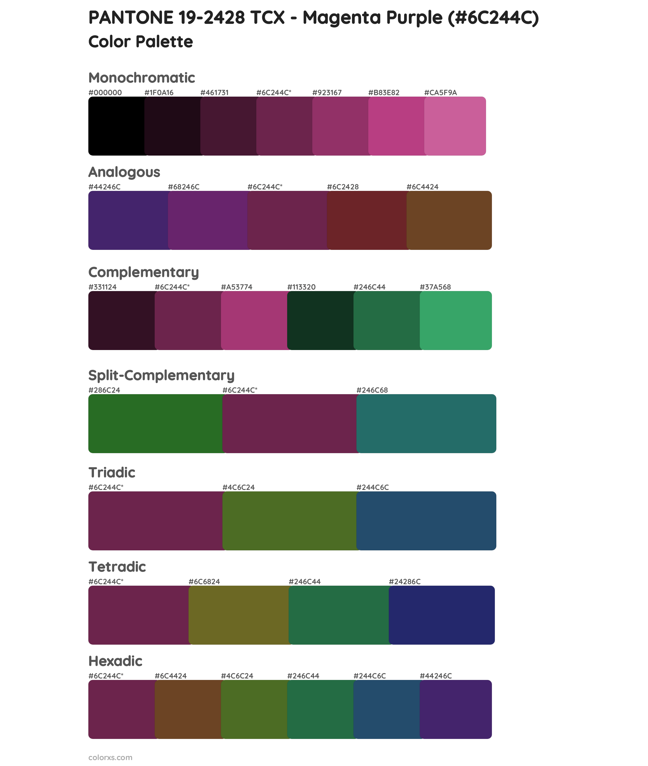 PANTONE 19-2428 TCX - Magenta Purple Color Scheme Palettes