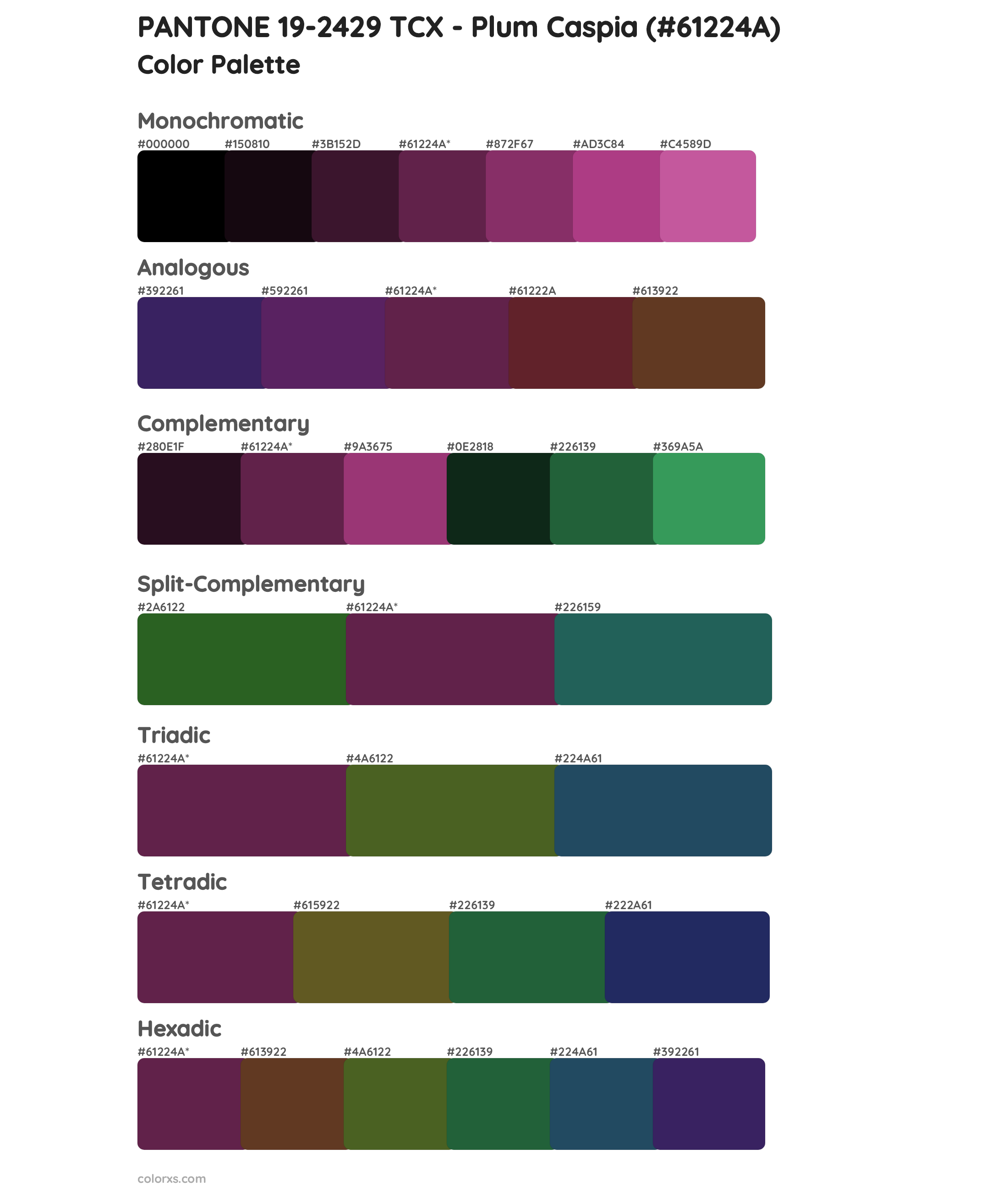 PANTONE 19-2429 TCX - Plum Caspia Color Scheme Palettes