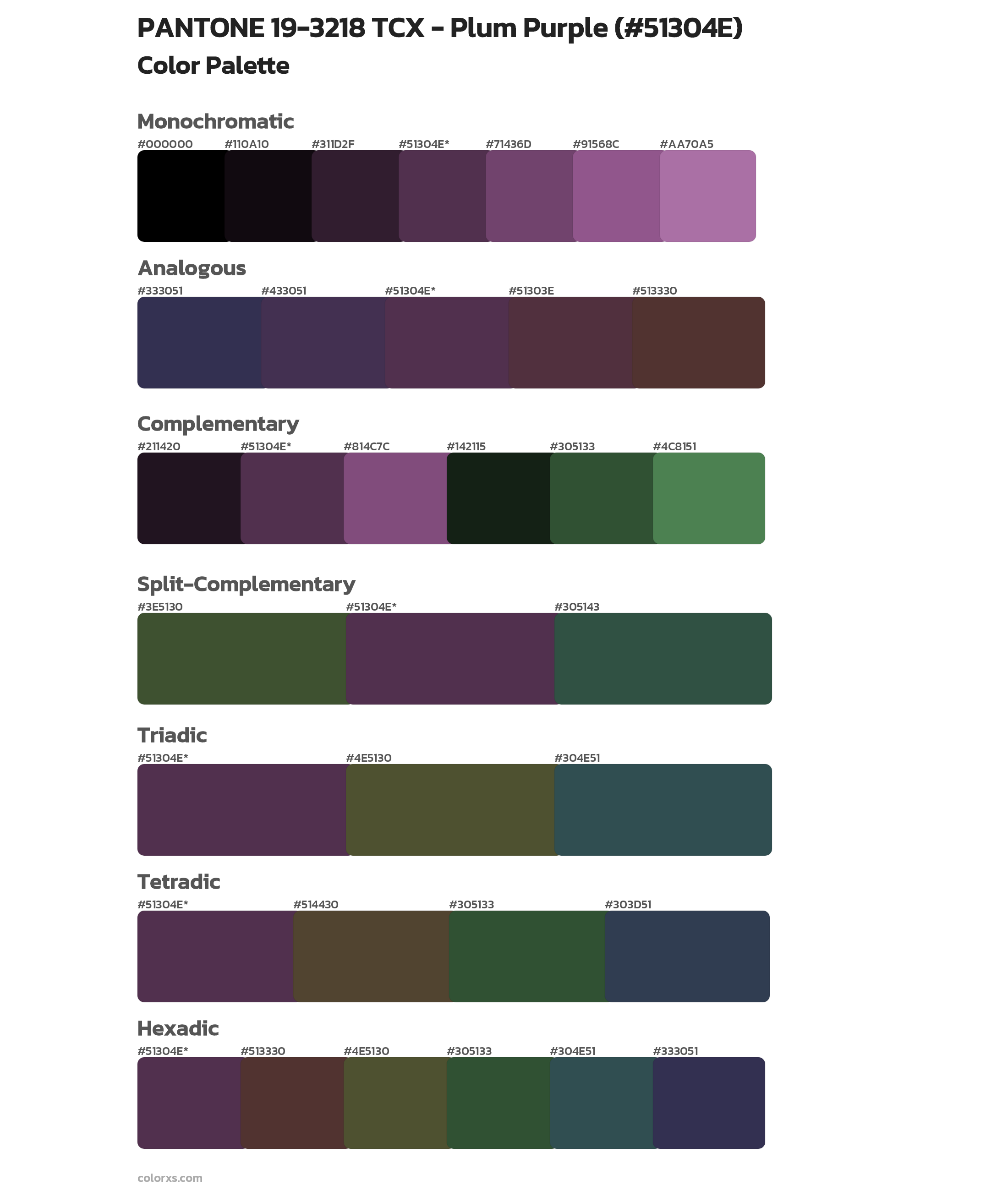 PANTONE 19-3218 TCX - Plum Purple Color Scheme Palettes