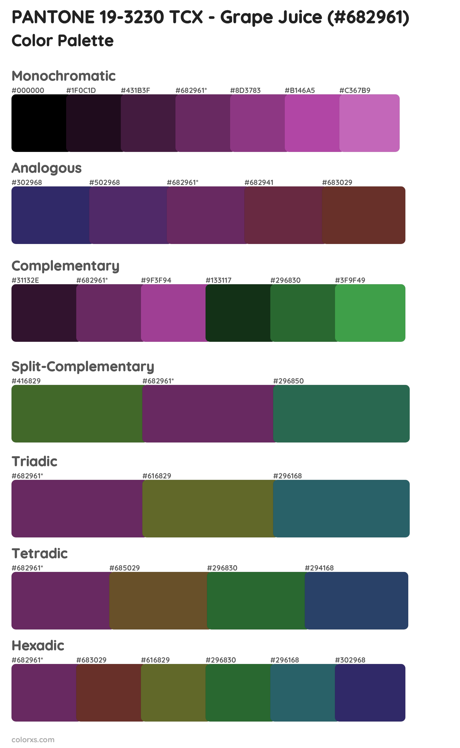 PANTONE 19-3230 TCX - Grape Juice Color Scheme Palettes