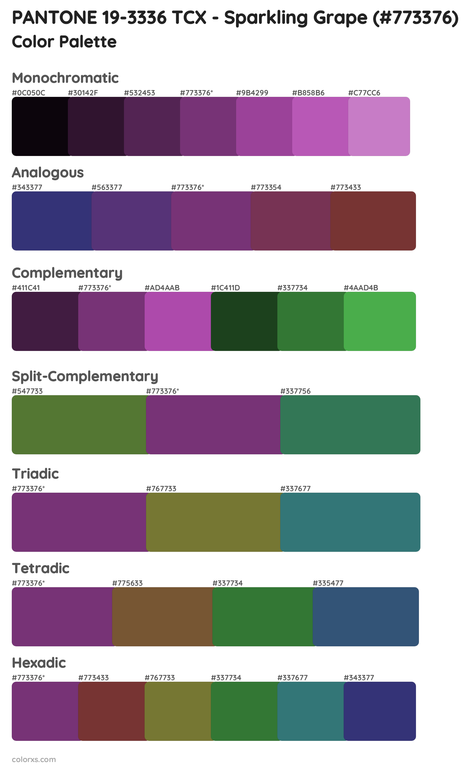 PANTONE 19-3336 TCX - Sparkling Grape Color Scheme Palettes