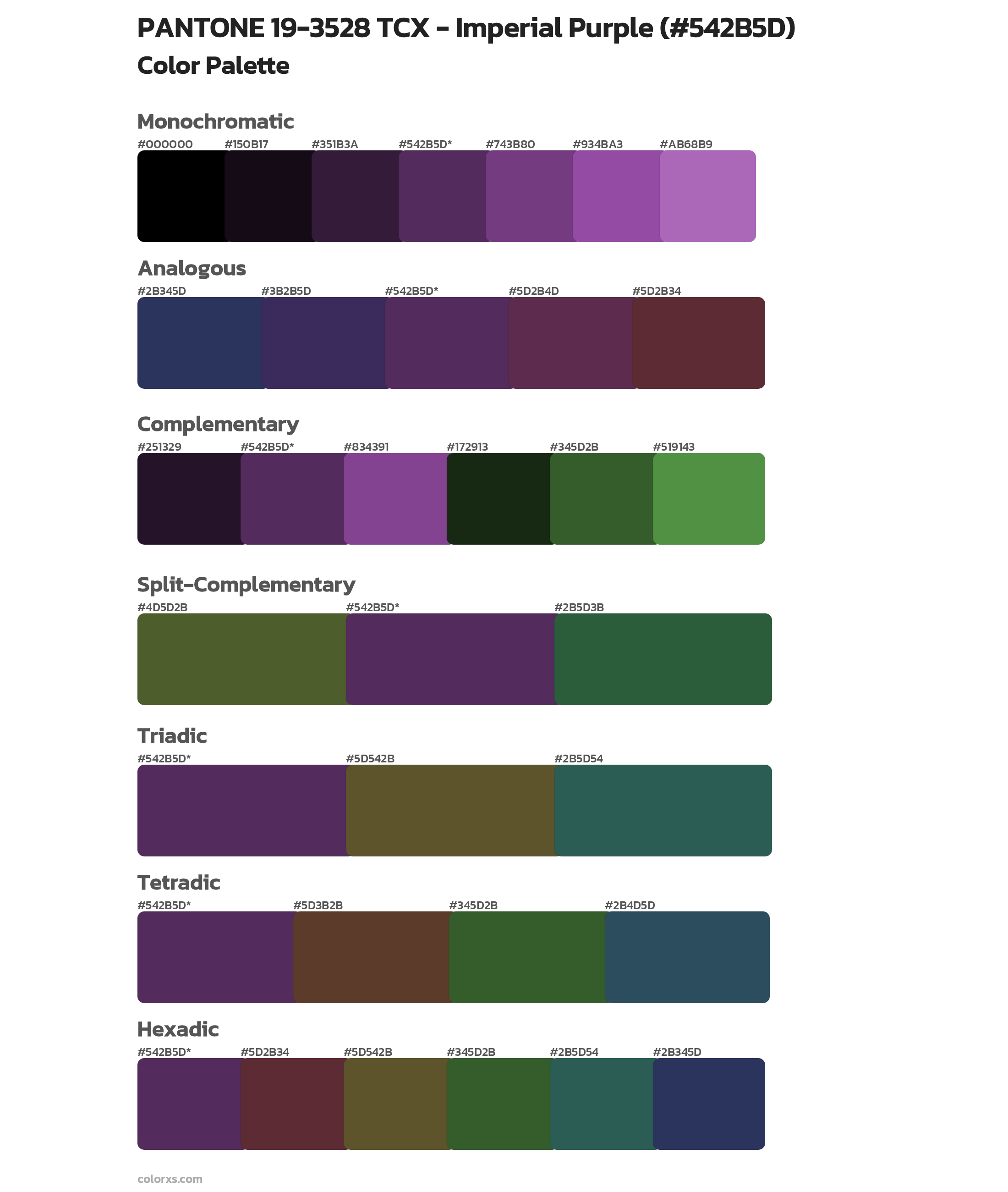 PANTONE 19-3528 TCX - Imperial Purple Color Scheme Palettes