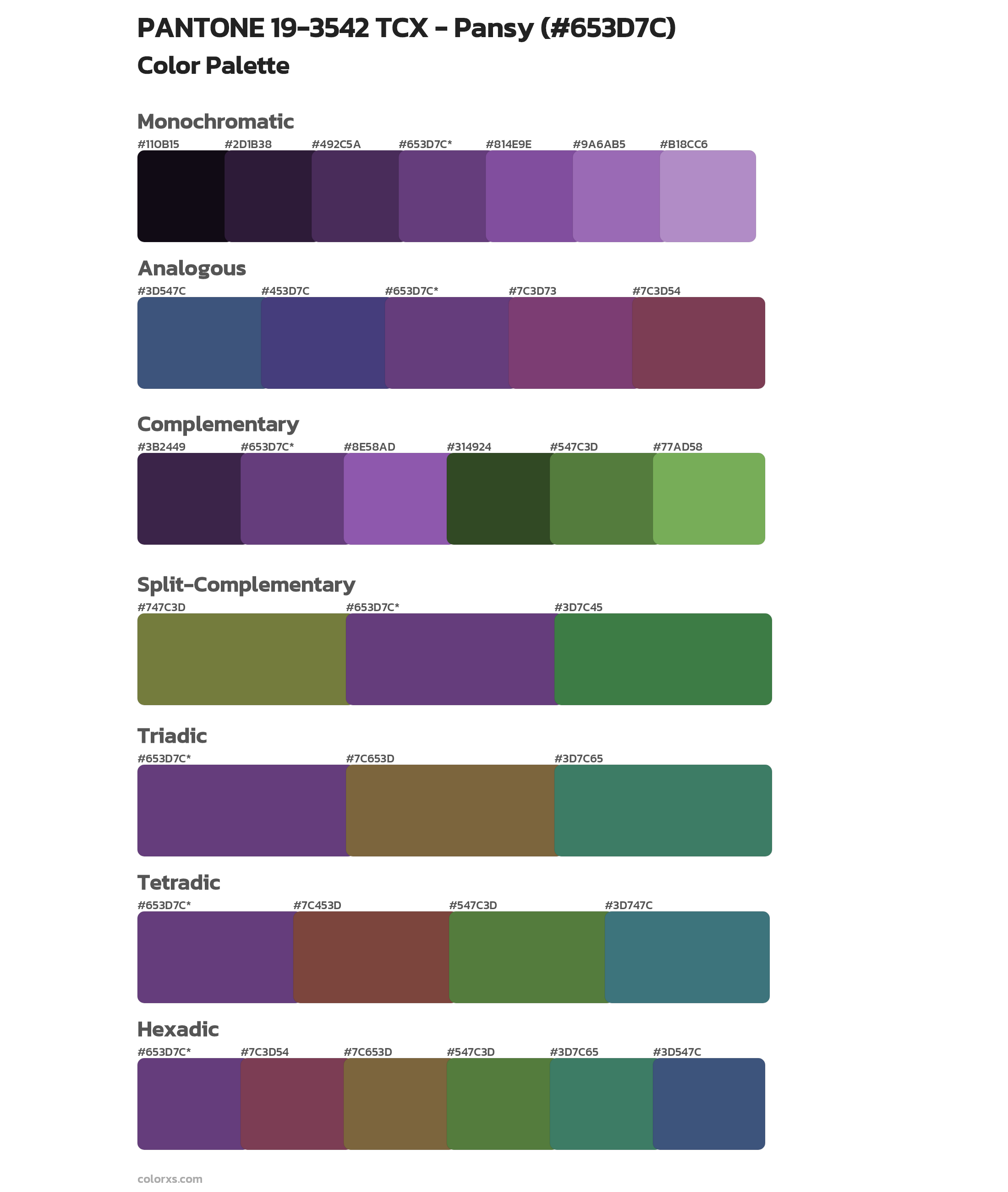 PANTONE 19-3542 TCX - Pansy Color Scheme Palettes