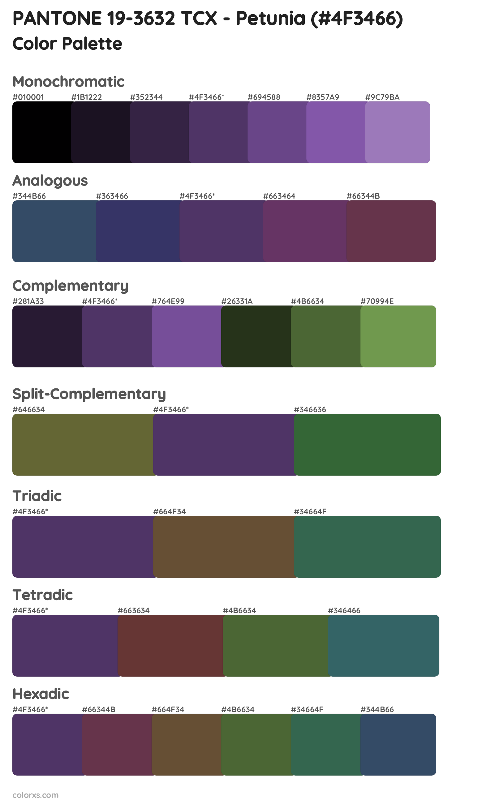 PANTONE 19-3632 TCX - Petunia Color Scheme Palettes