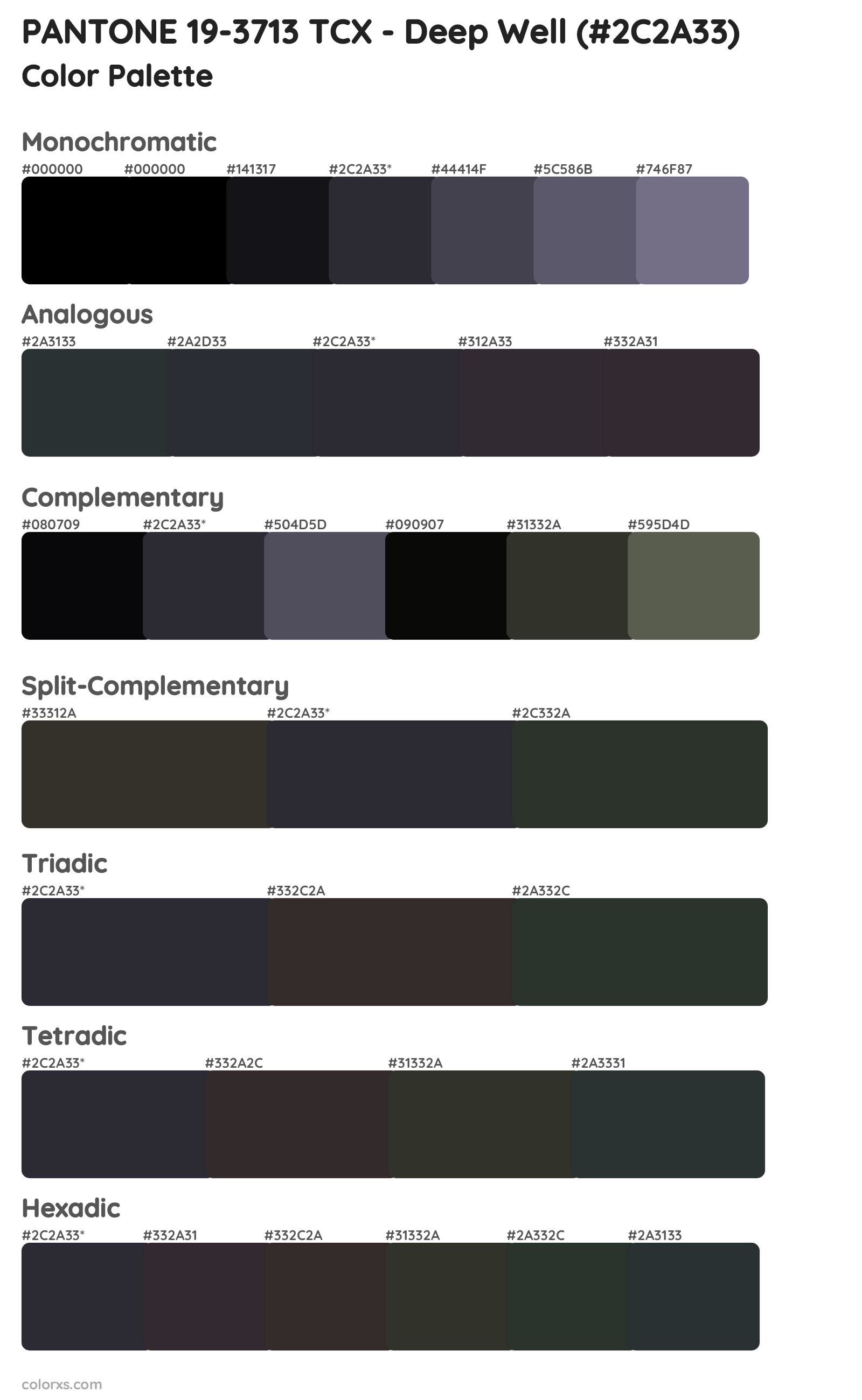PANTONE 19-3713 TCX - Deep Well Color Scheme Palettes