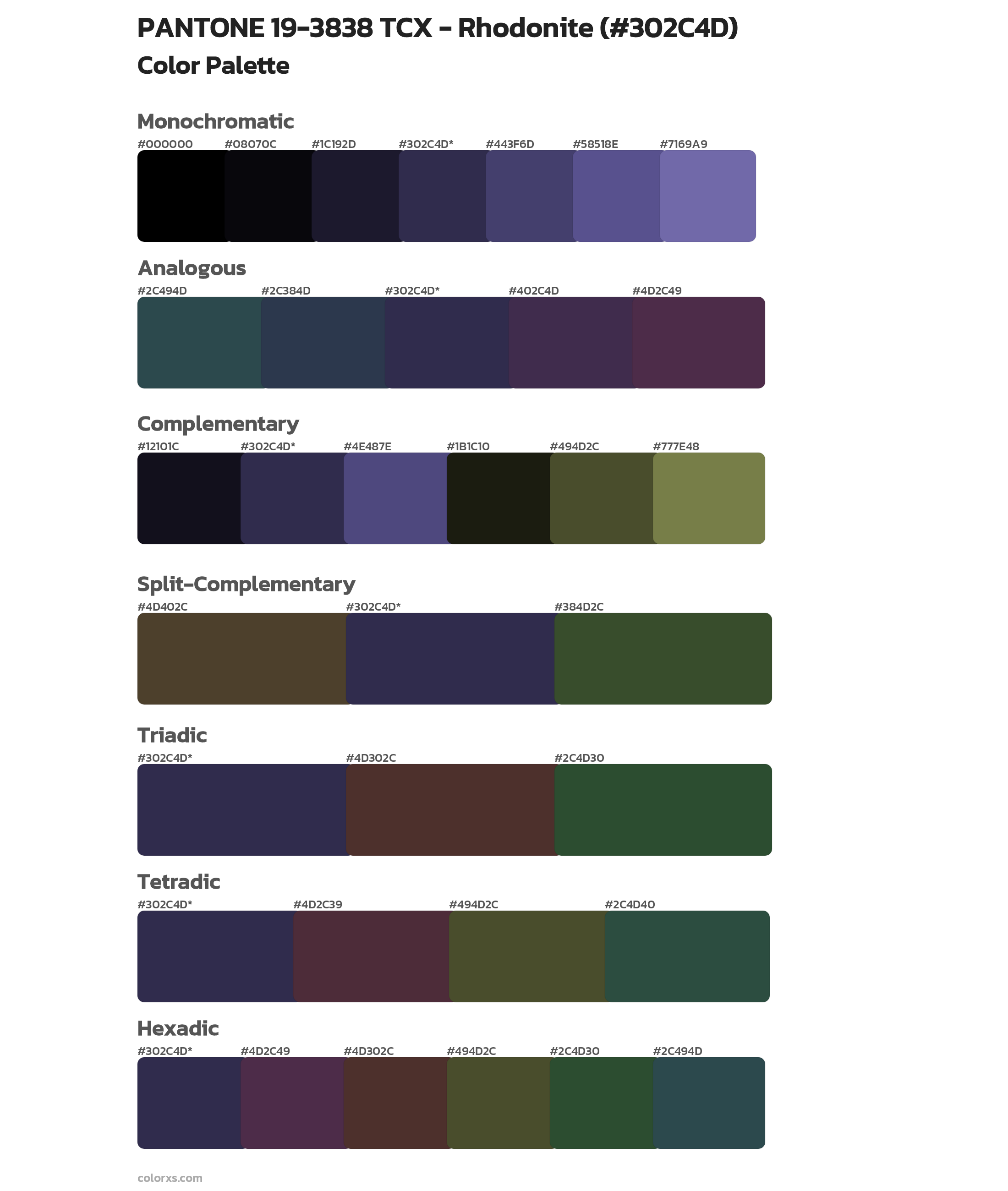 PANTONE 19-3838 TCX - Rhodonite Color Scheme Palettes