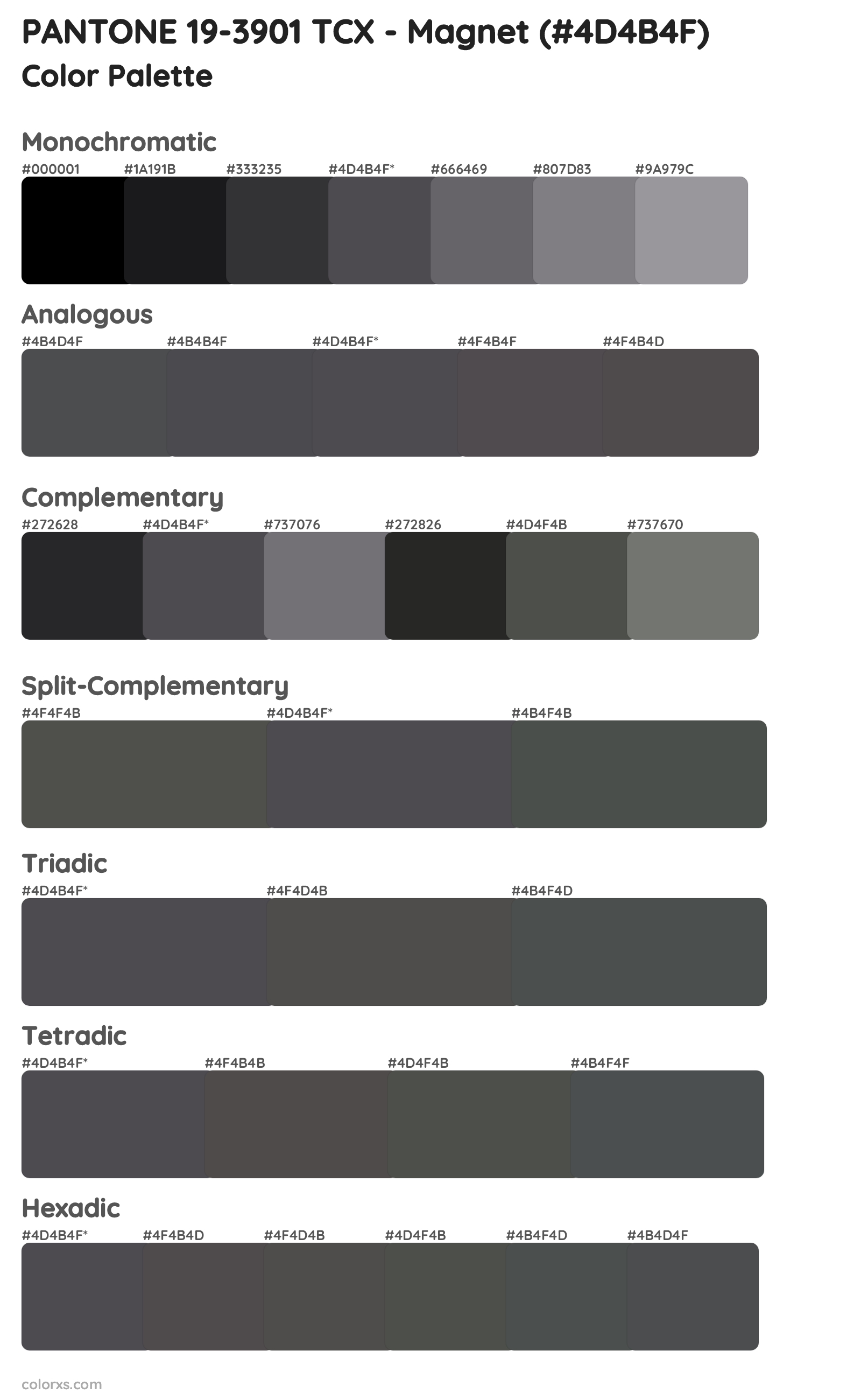 PANTONE 19-3901 TCX - Magnet Color Scheme Palettes
