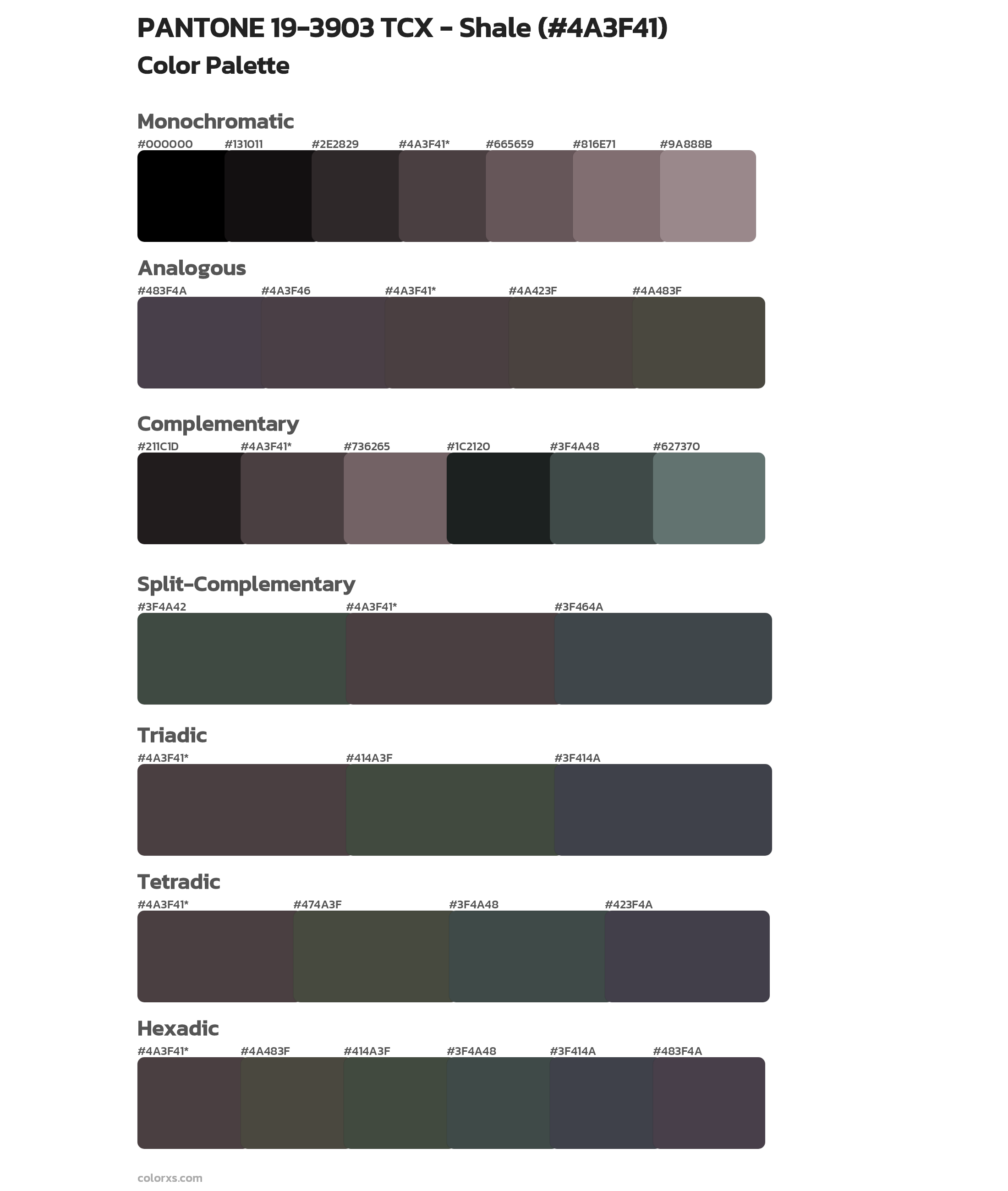 PANTONE 19-3903 TCX - Shale Color Scheme Palettes