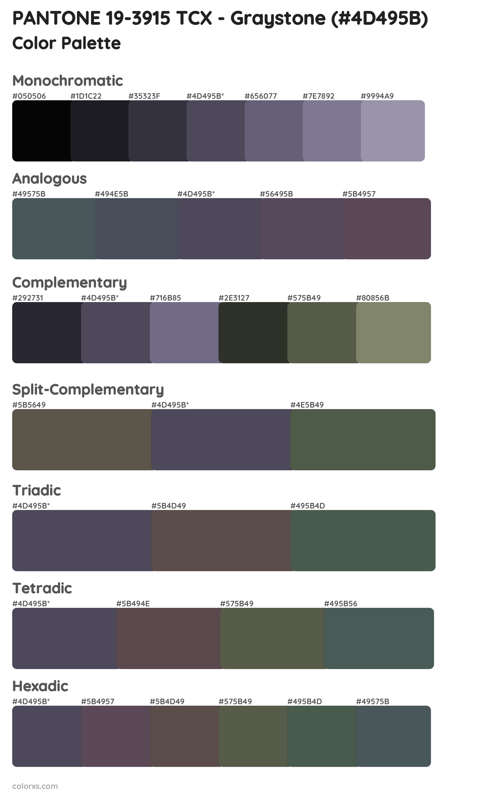 PANTONE 19-3915 TCX - Graystone Color Scheme Palettes