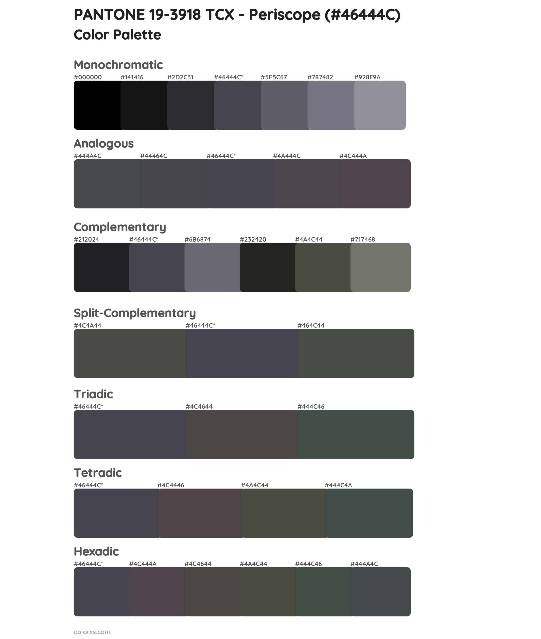 PANTONE 19-3918 TCX - Periscope Color Scheme Palettes