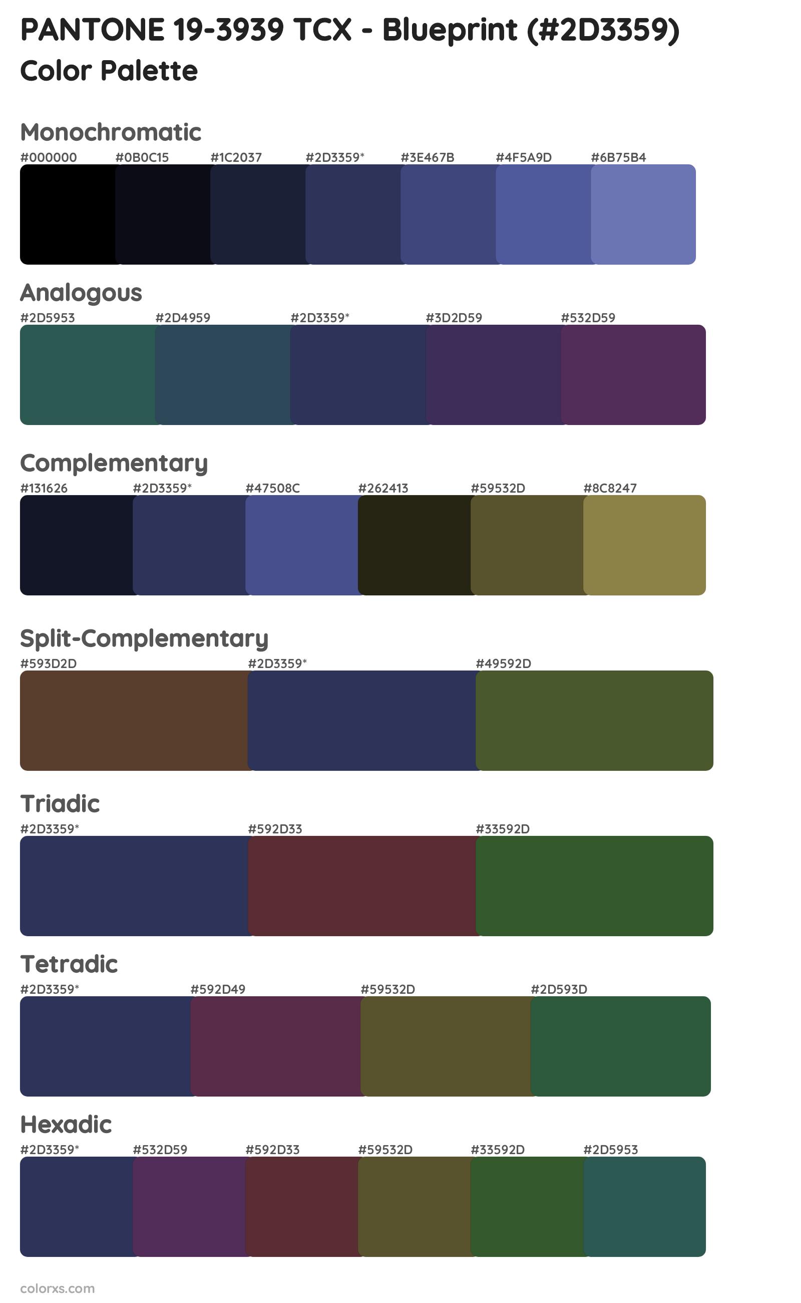 PANTONE 19-3939 TCX - Blueprint Color Scheme Palettes