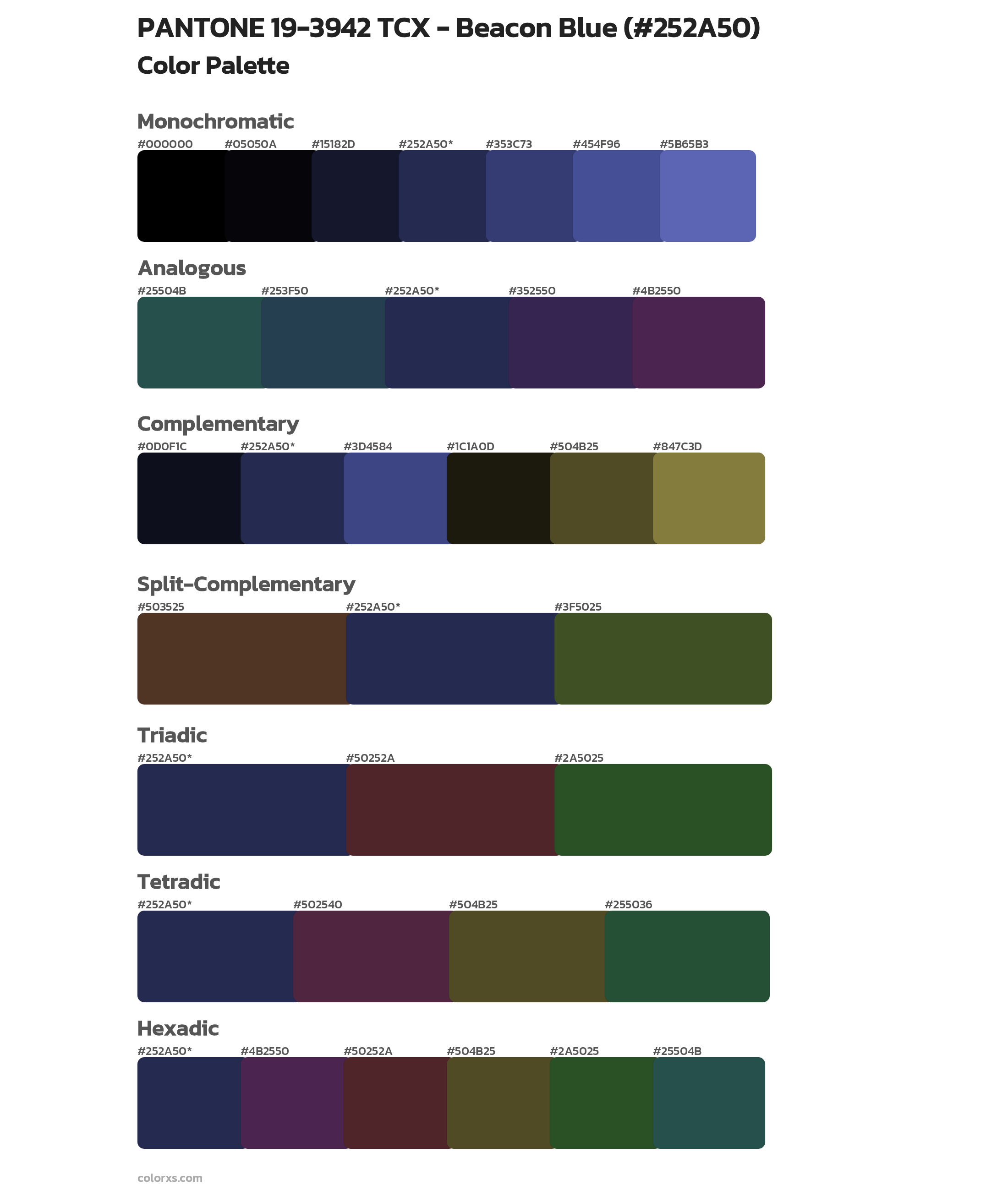 PANTONE 19-3942 TCX - Beacon Blue Color Scheme Palettes