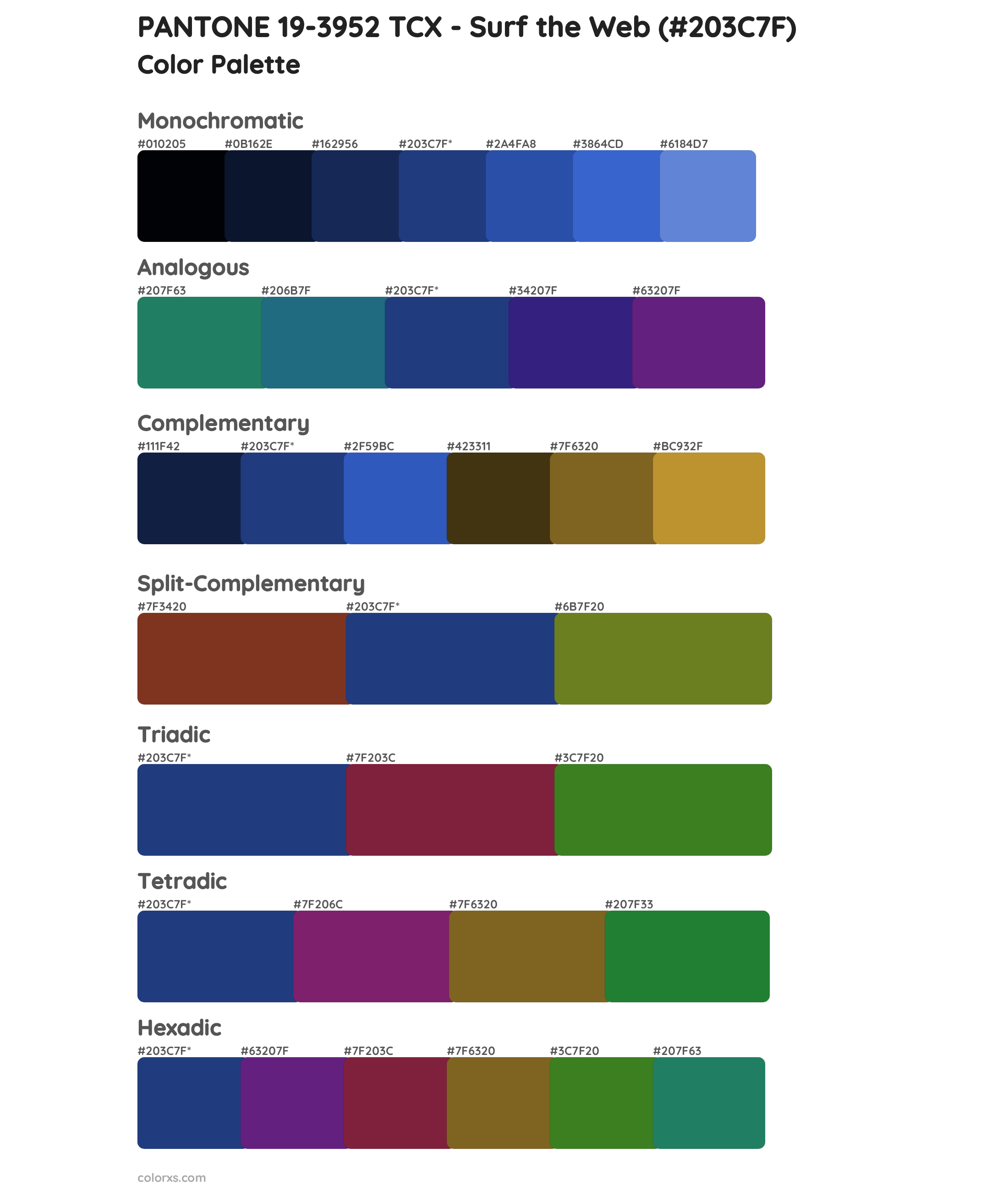 PANTONE 19-3952 TCX - Surf the Web Color Scheme Palettes