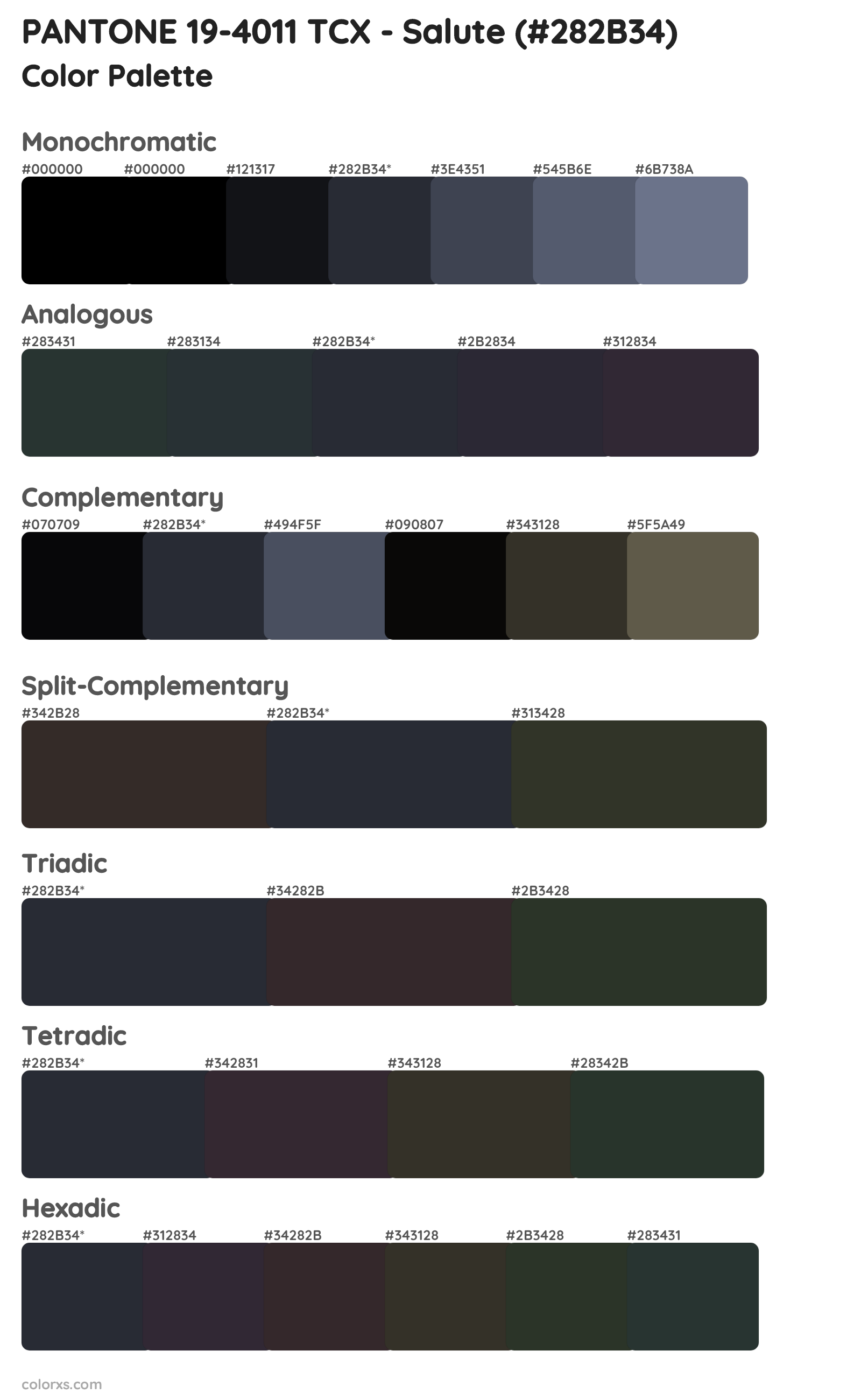 PANTONE 19-4011 TCX - Salute Color Scheme Palettes