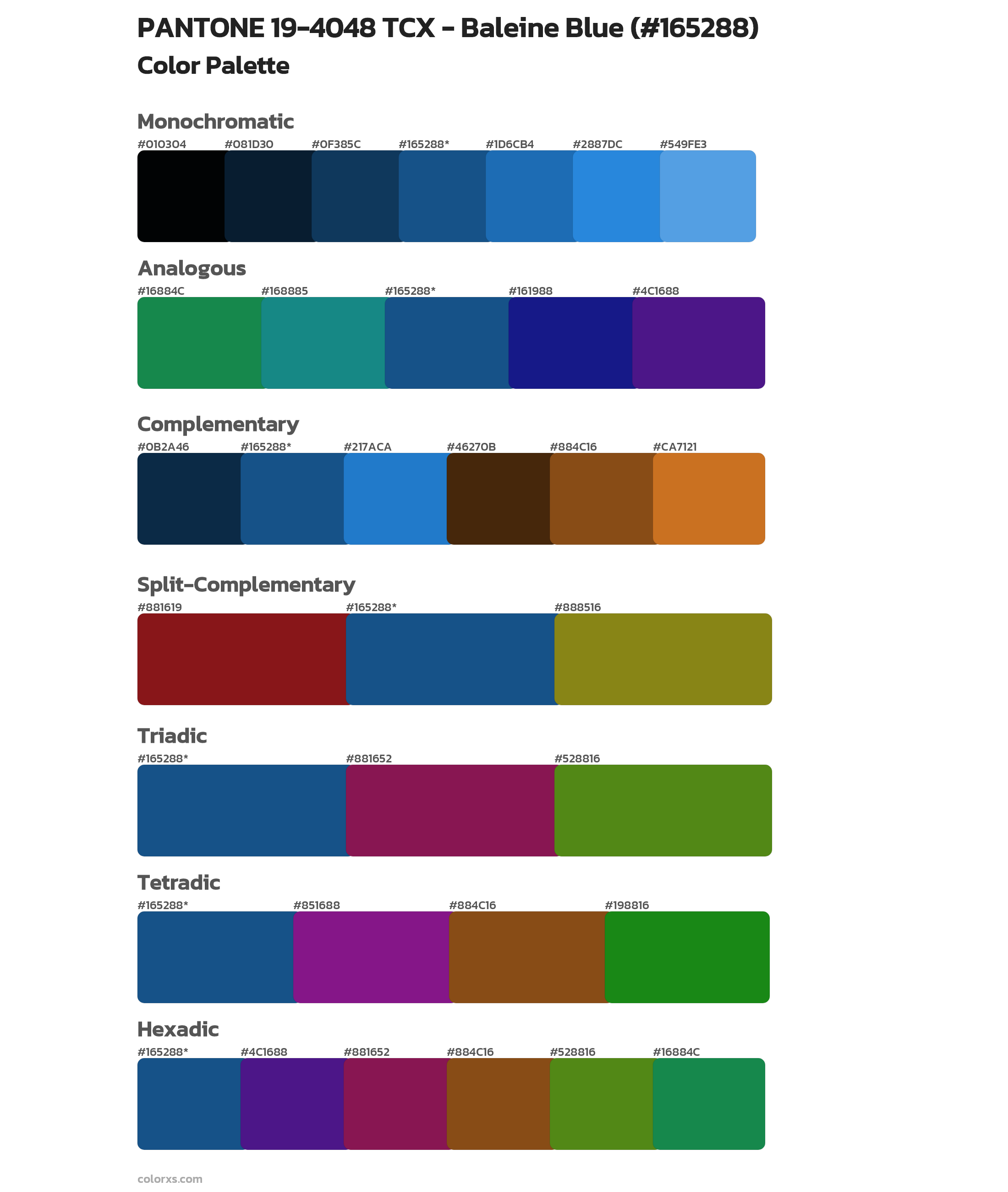 PANTONE 19-4048 TCX - Baleine Blue Color Scheme Palettes