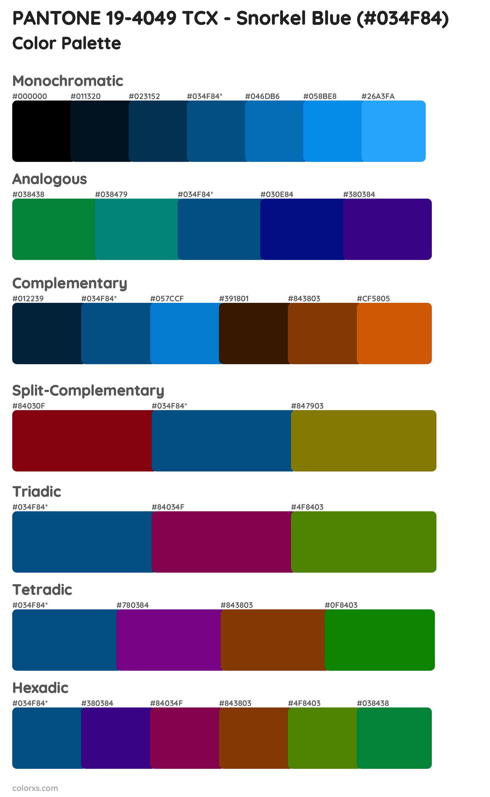 PANTONE 19-4049 TCX - Snorkel Blue Color Scheme Palettes
