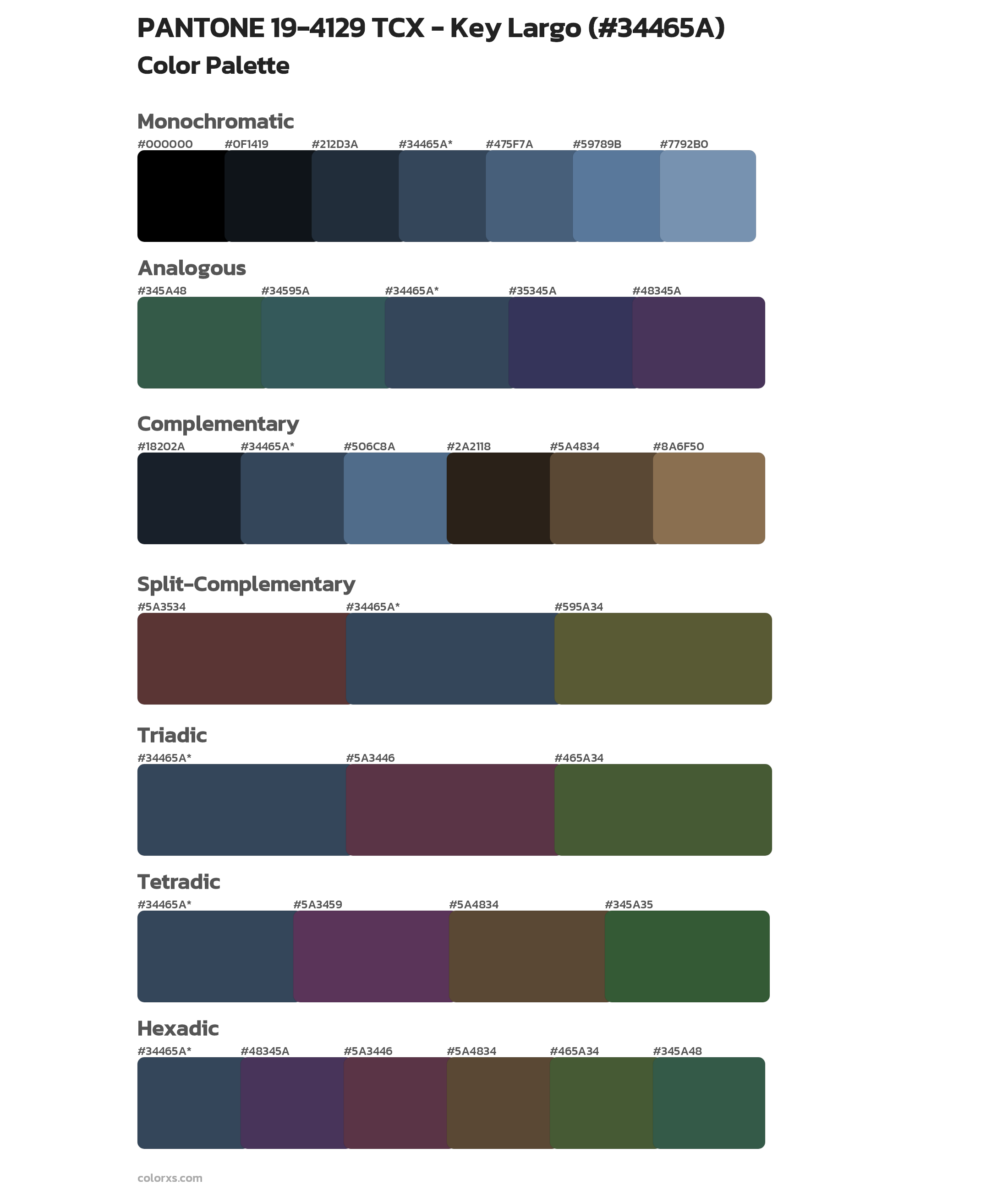 PANTONE 19-4129 TCX - Key Largo Color Scheme Palettes