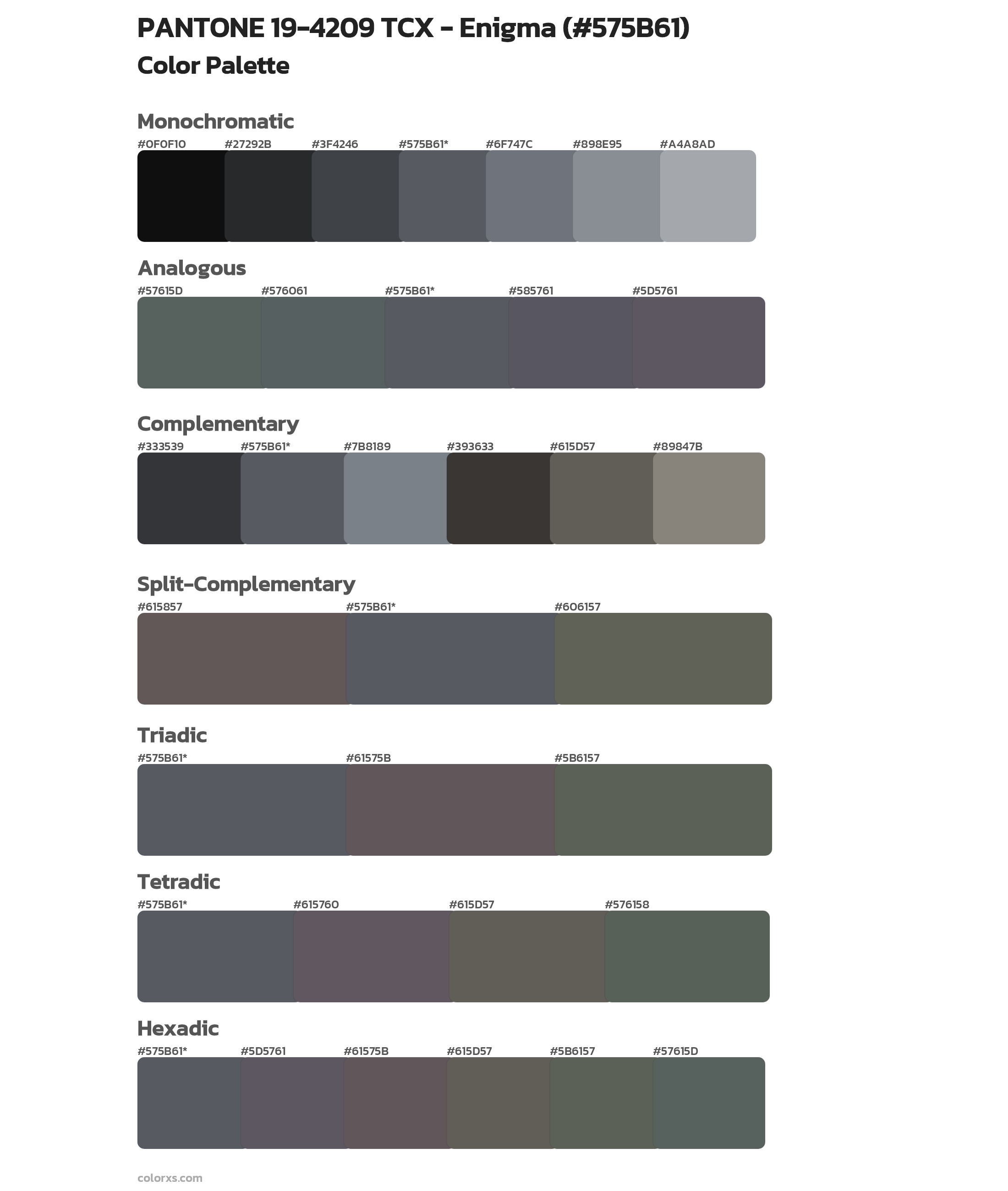 PANTONE 19-4209 TCX - Enigma Color Scheme Palettes